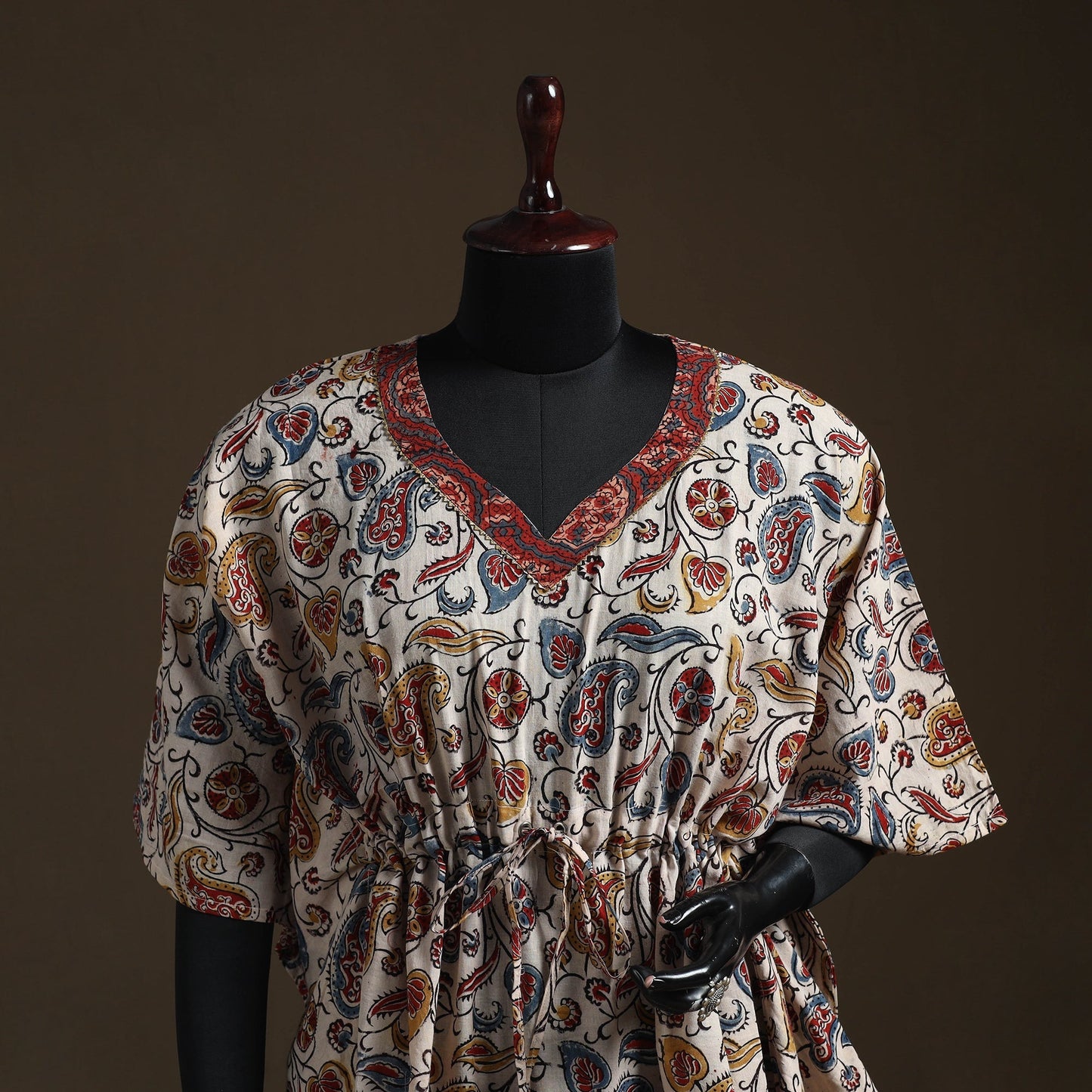 Natural dyed hand block kalamkari print gota work cotton