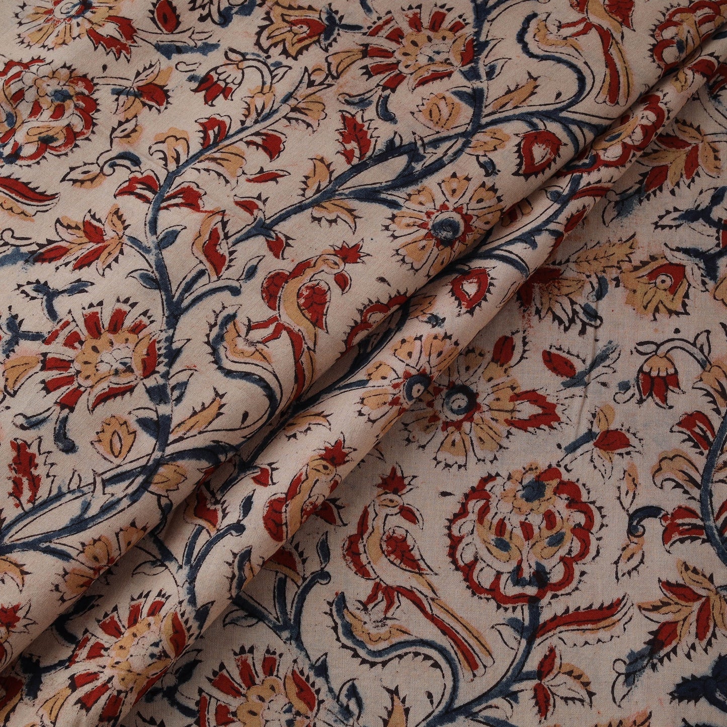 Natural dyed hand block print cotton kalamkari fabric 03