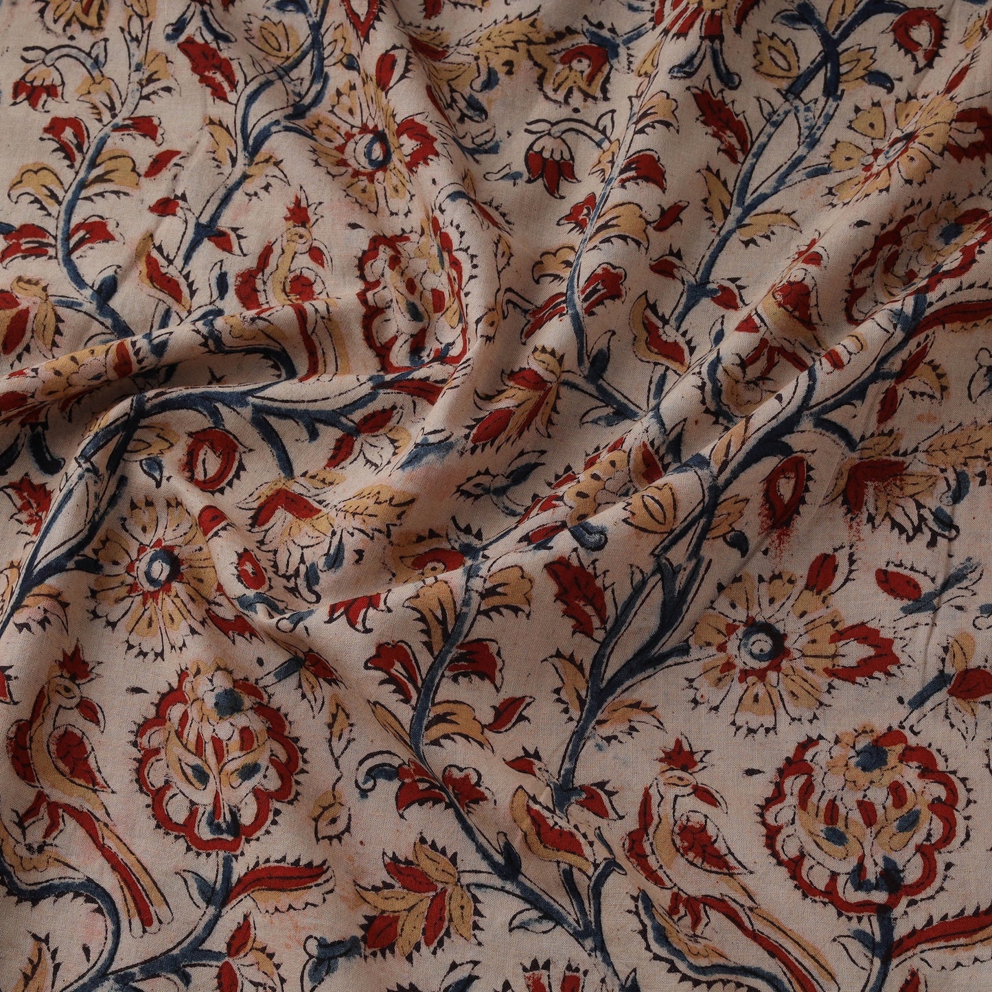 Natural dyed hand block print cotton kalamkari fabric 03
