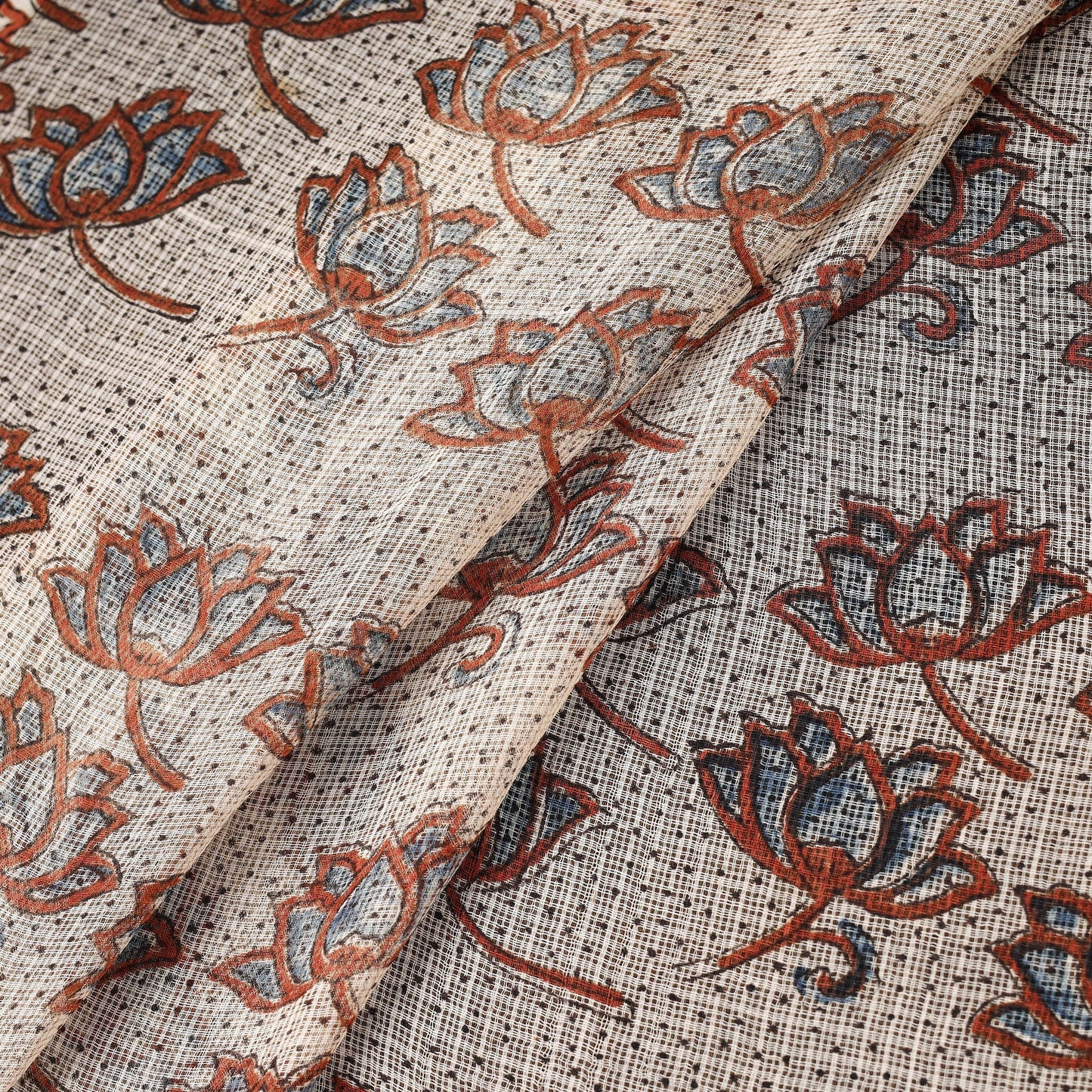 Natural dyed hand kota doria cotton fabric 10 - handcrafted