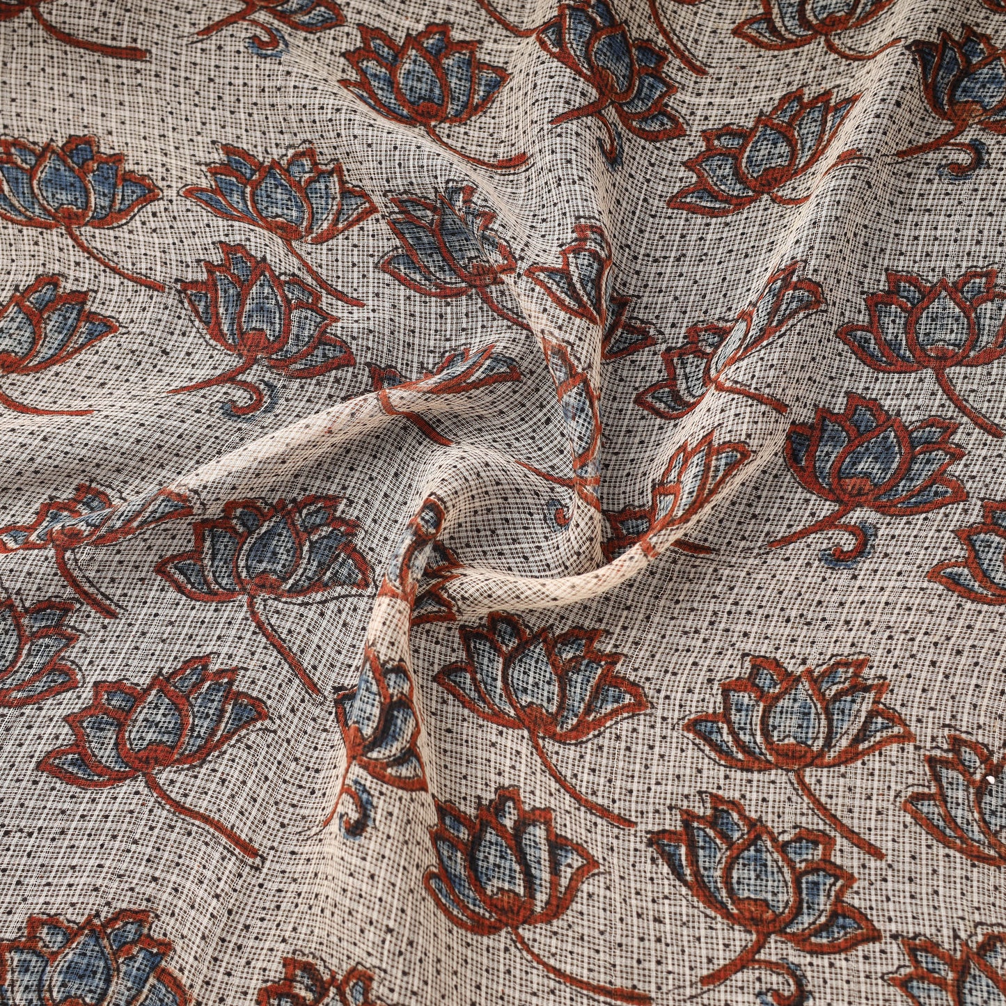 Natural dyed hand kota doria cotton fabric 10 - handcrafted
