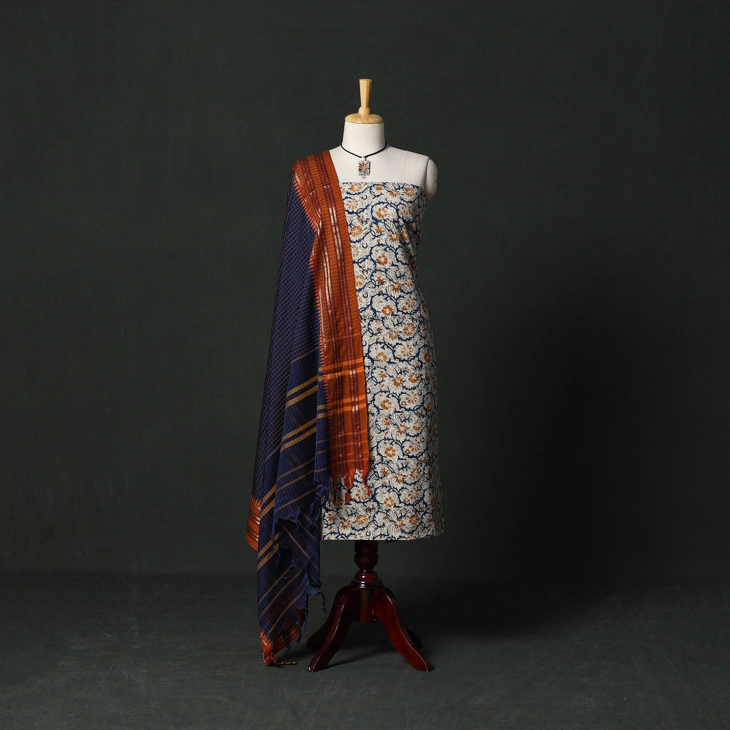 Natural dyed kalamkari hand block print cotton 2pc