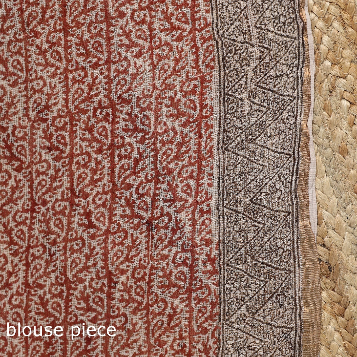 Natural dyed kota doria cotton hand block bagh print saree