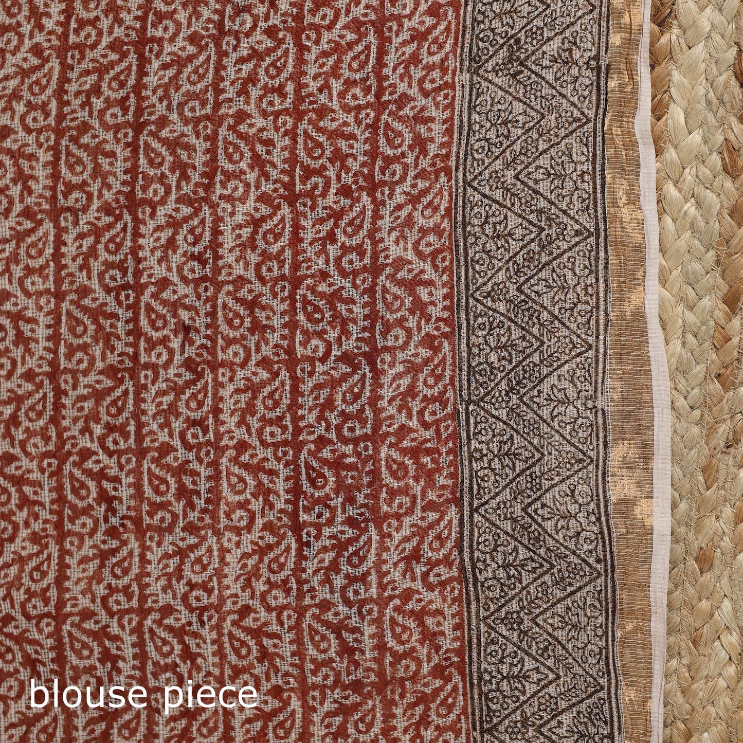 Natural dyed kota doria cotton hand block bagh print saree
