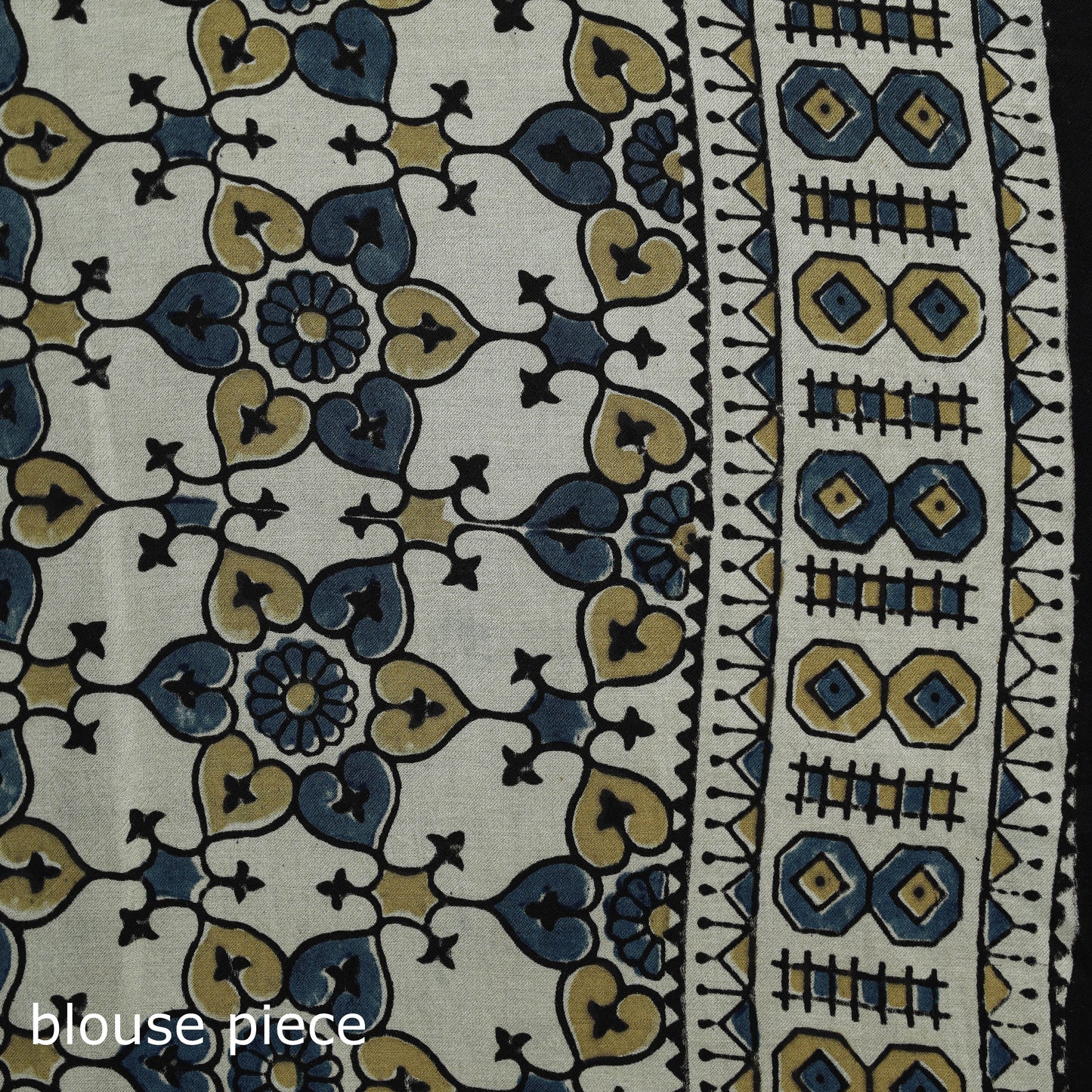 Natural dyed modal silk kutch hand block print ajrakh saree