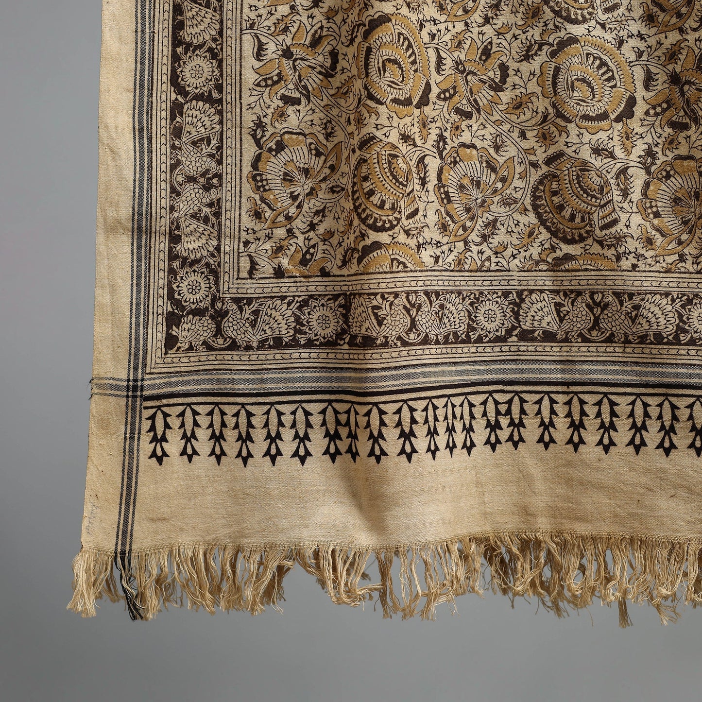 Natural dyed pedana kalamkari printed handloom cotton towel
