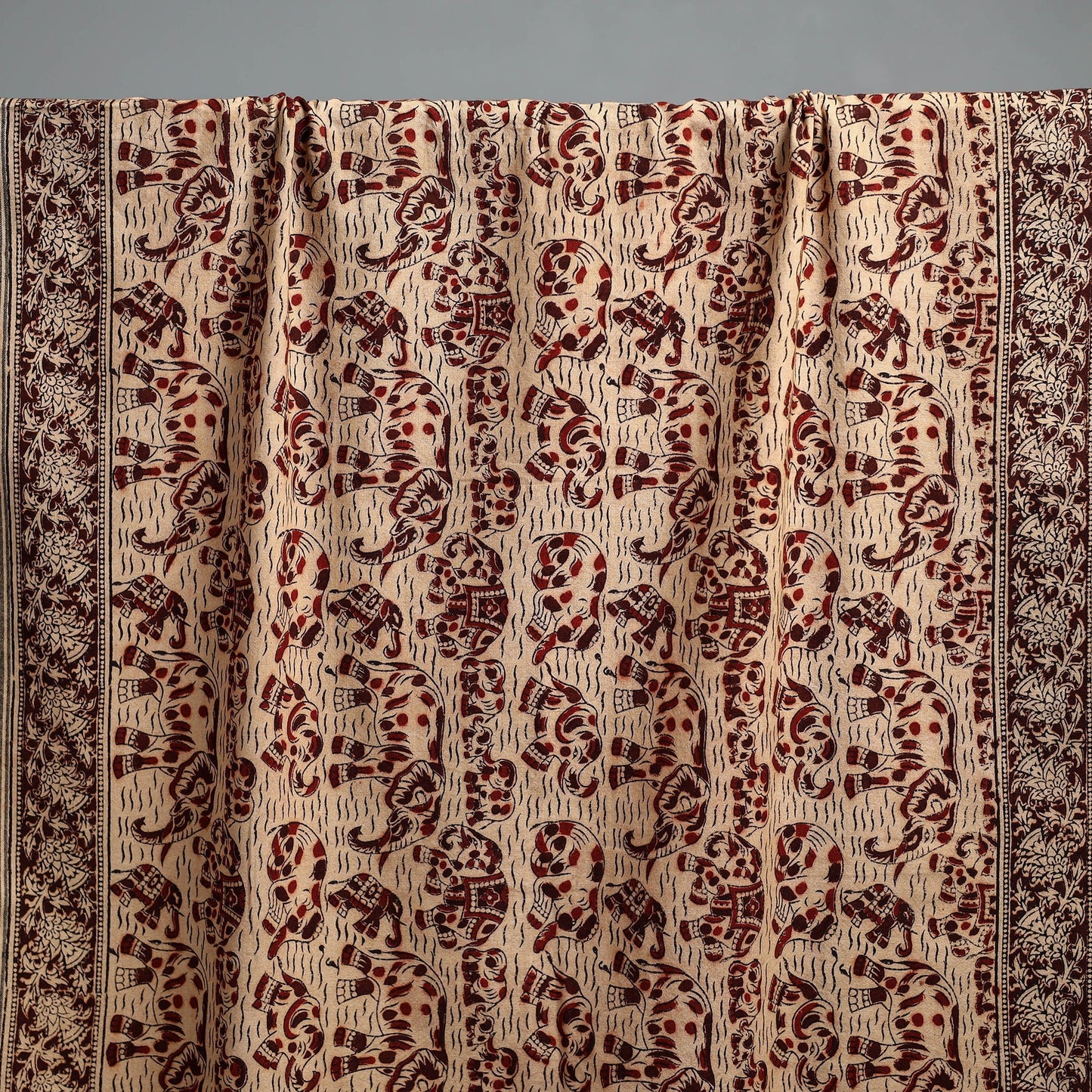 Natural dyed pedana kalamkari printed handloom cotton towel