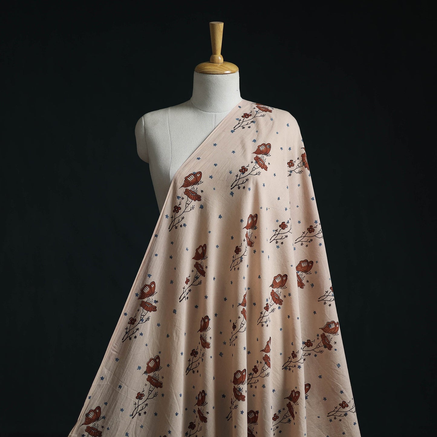 Natural dyed pure mul cotton hand block ajrakh print fabric
