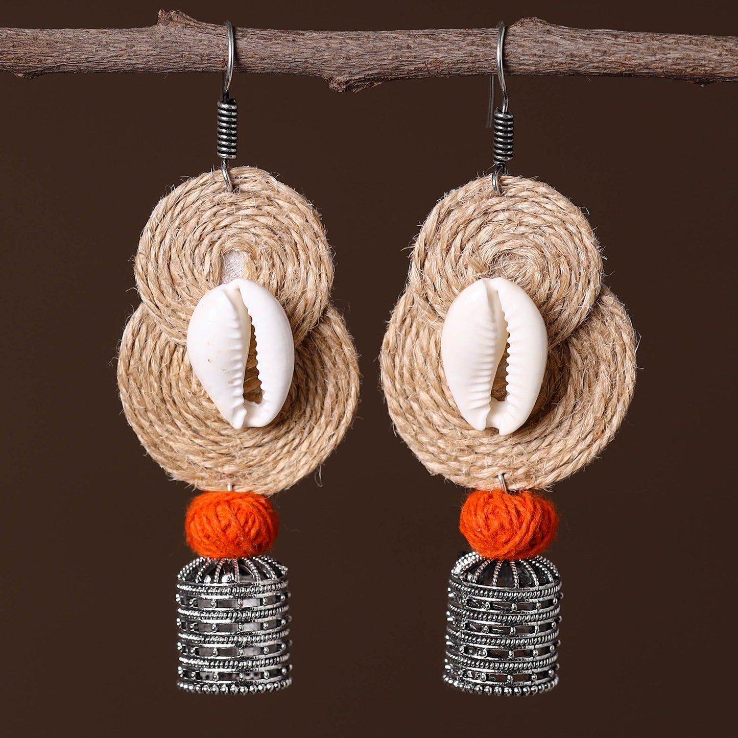 Nikhat German Silver Jute Jhumki Earrings