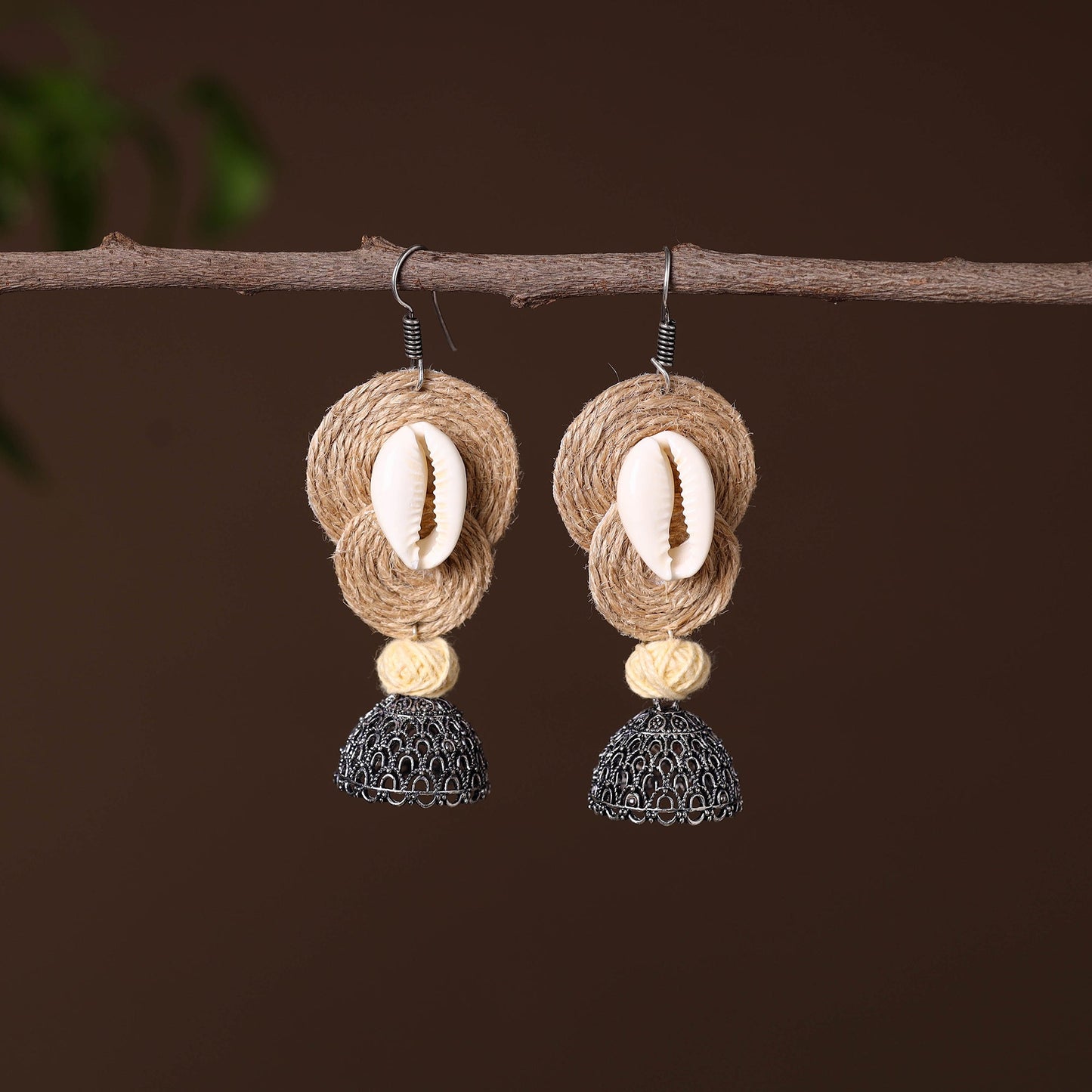 Nikhat German Silver Jute Jhumki Earrings