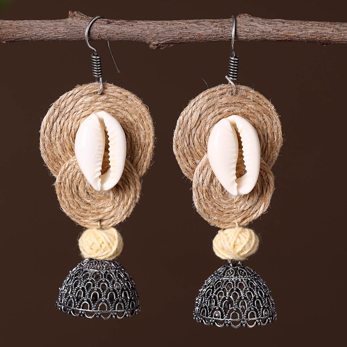 Nikhat German Silver Jute Jhumki Earrings