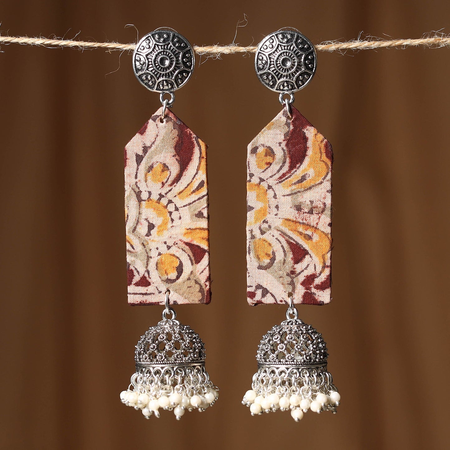 Beige Noor GS Fabart Handmade Earrings