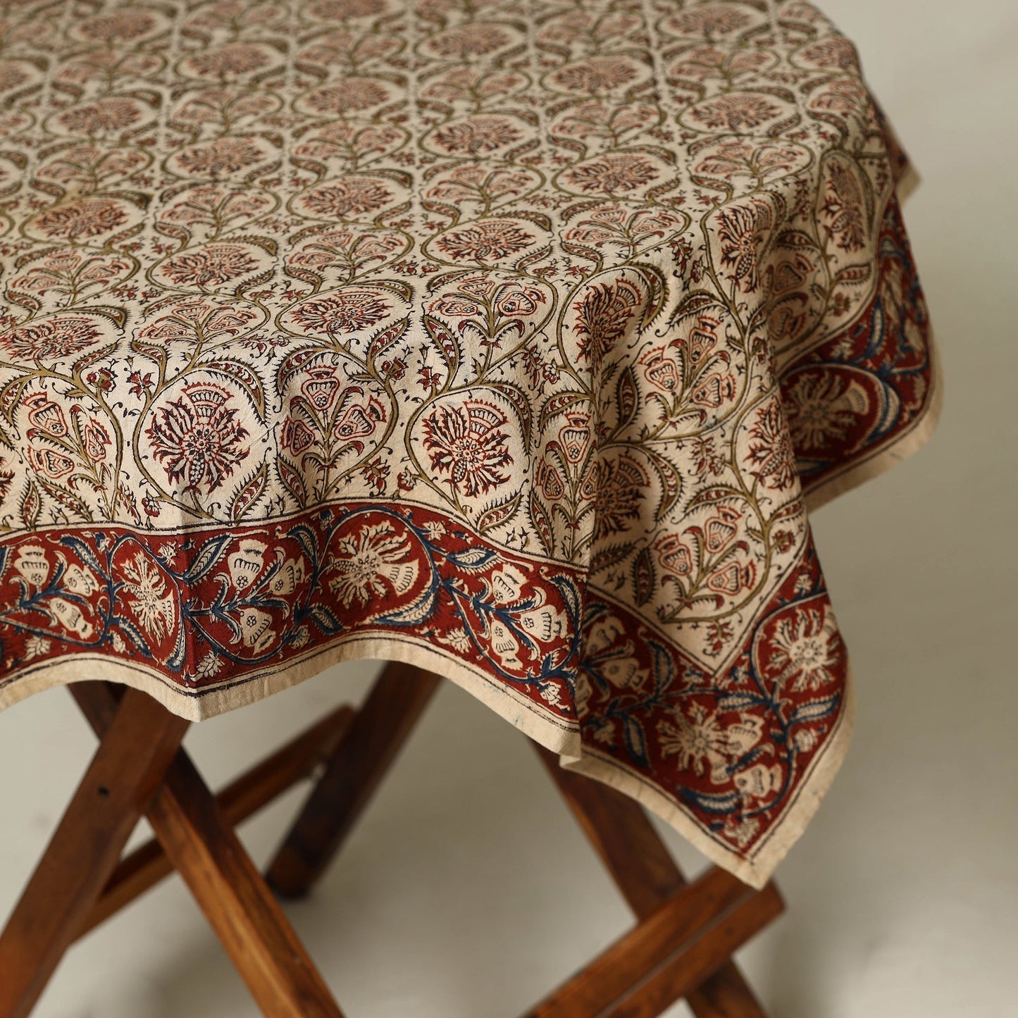 Beige - original pedana kalamkari natural dyed cotton table