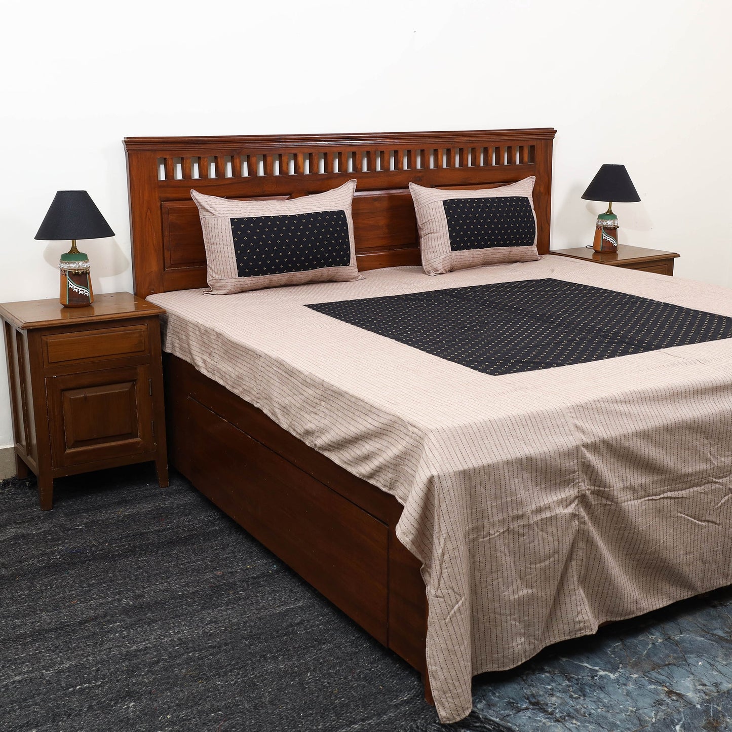 Begie Patchwork Cotton Double Jacquard Bed Sheet Set