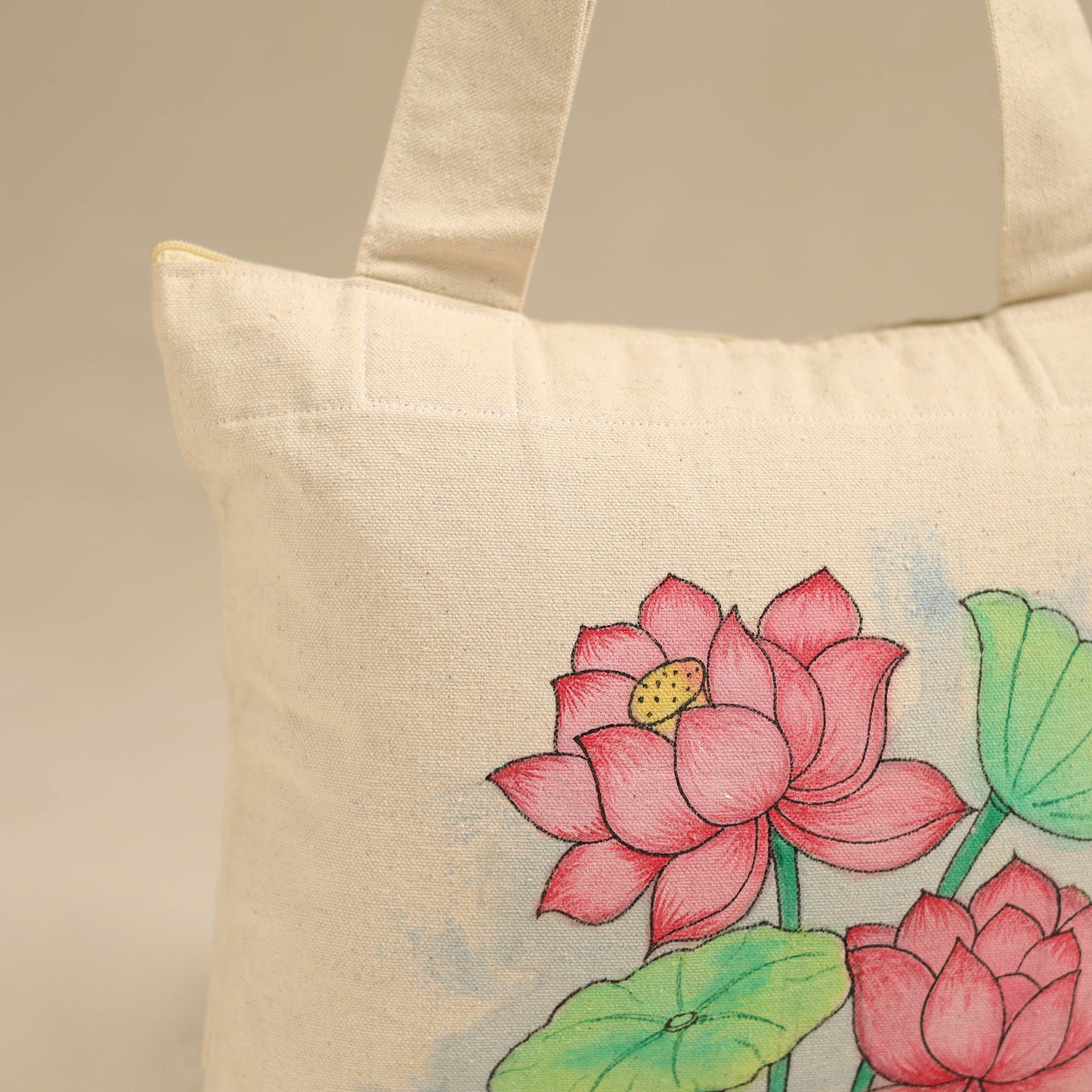 Beige Pattachitra Handpainted Shoulder Bag from Odisha