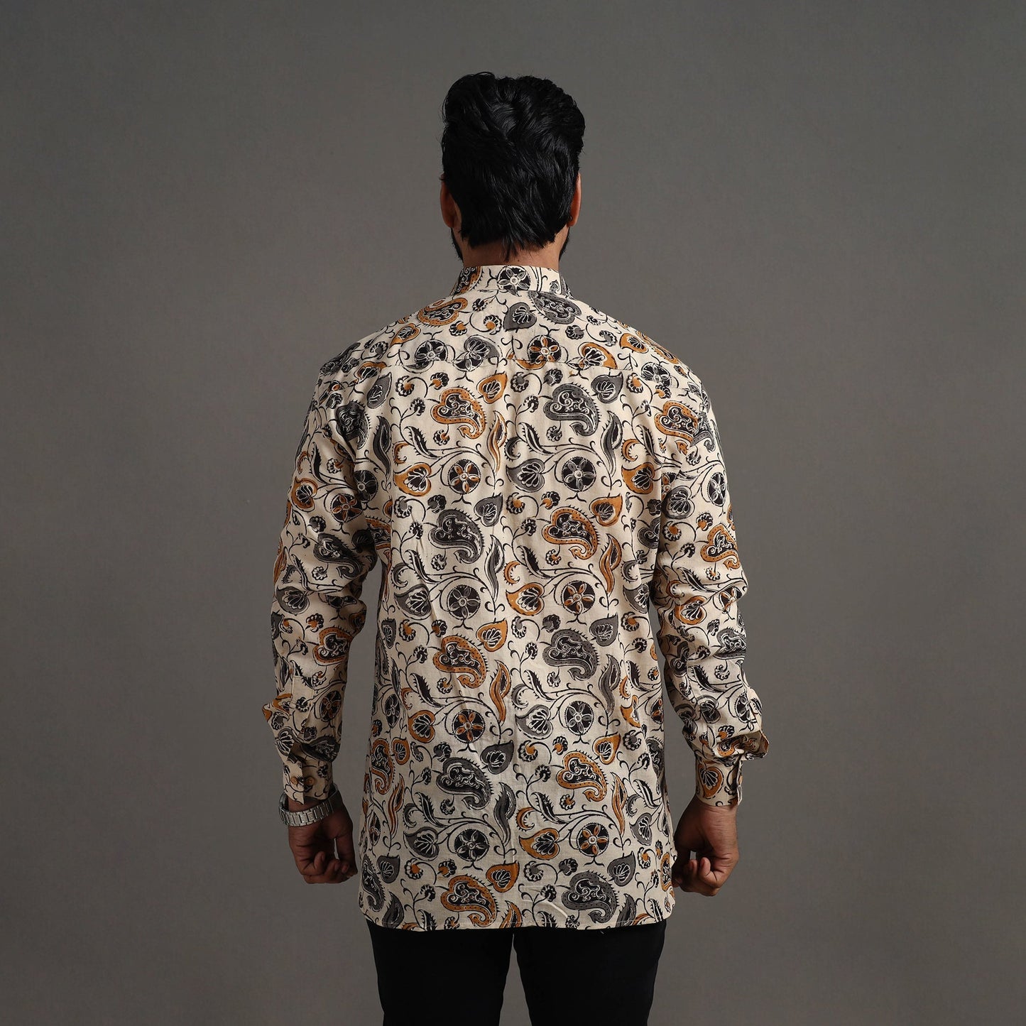Buy Beige Pedana Block Print Cotton Men Kalamkari Shirt