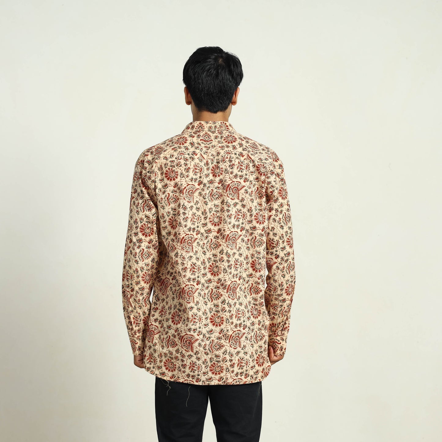 Beige - Pedana Block Print Cotton Men Kalamkari Shirt 10