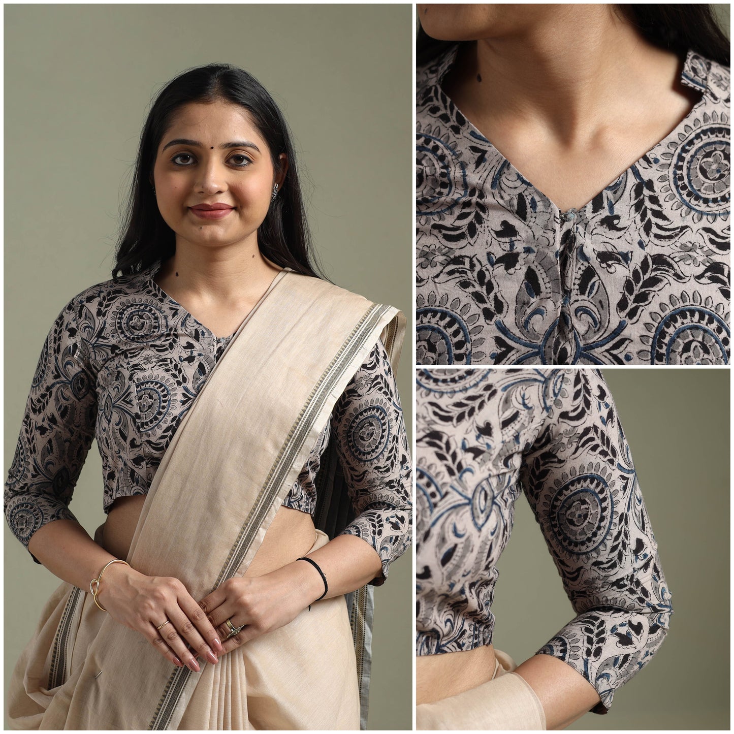 Beige - pedana hand block print cotton natural dyed