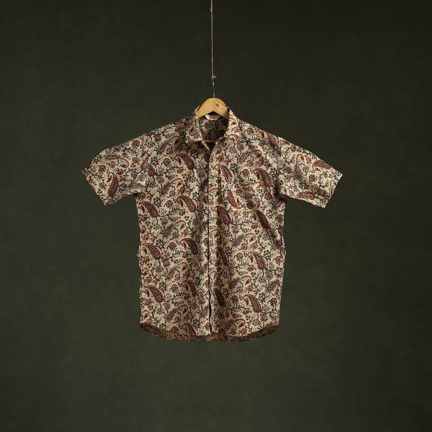 Pedana hand block print natural dyed cotton half sleeve men