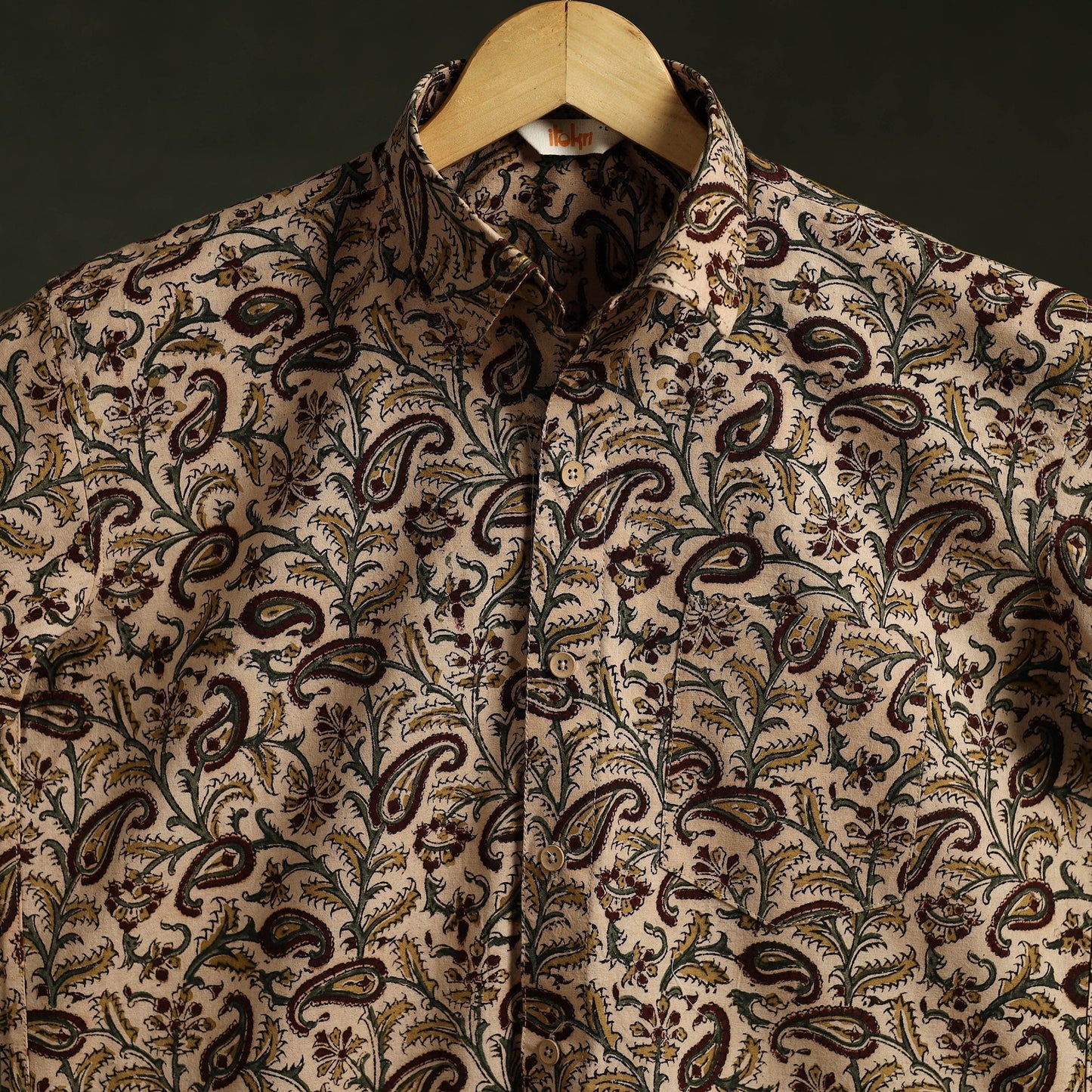 Pedana hand block print natural dyed cotton half sleeve men