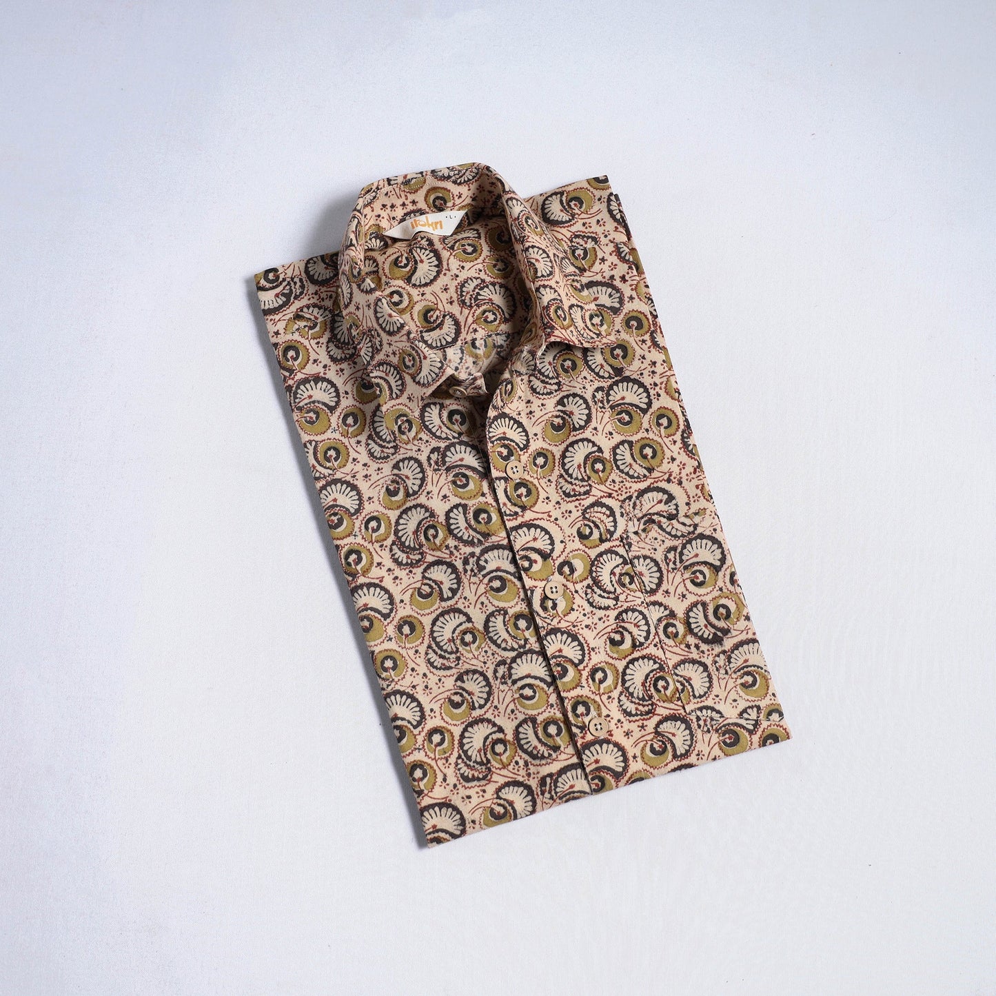 Pedana hand block print natural dyed cotton half sleeve men