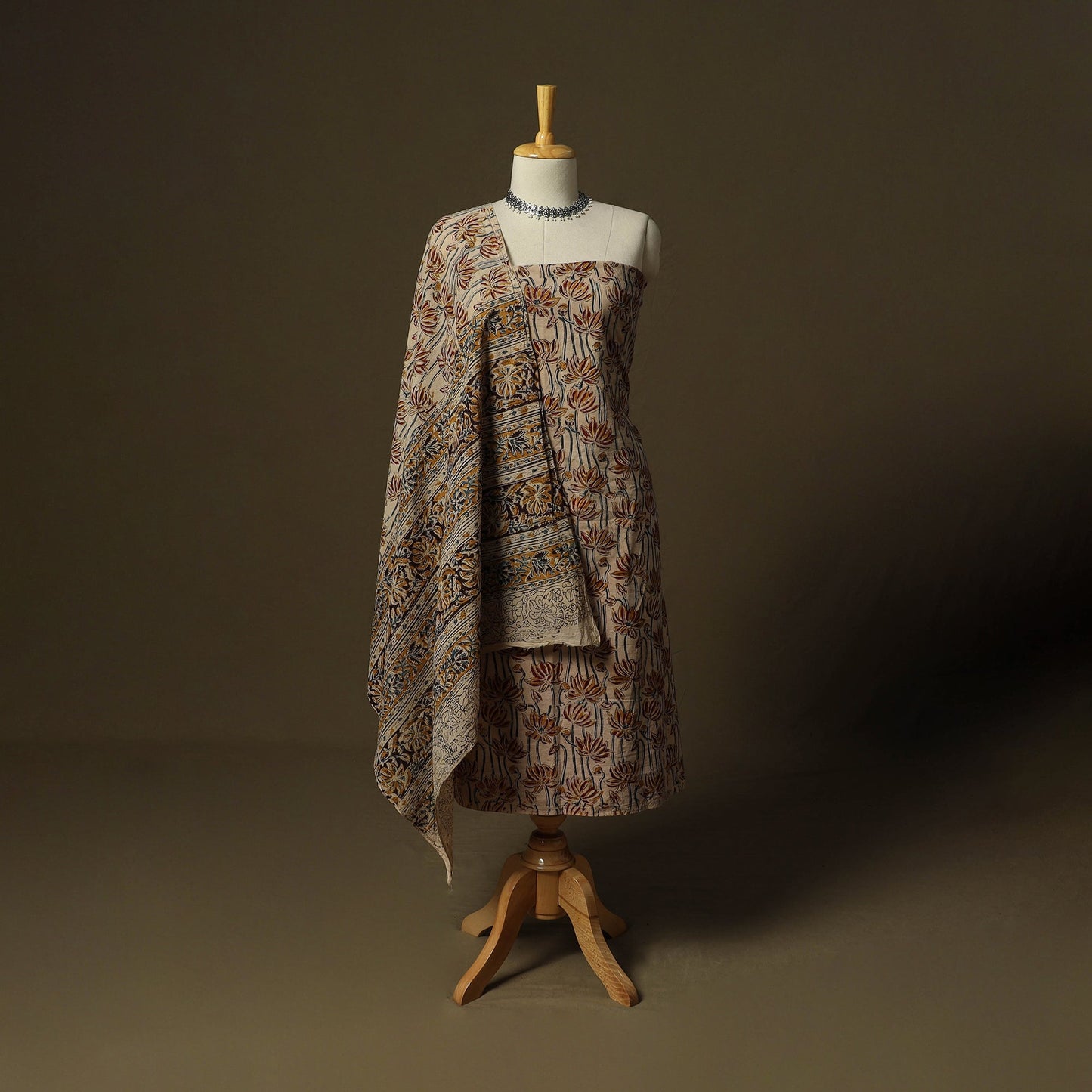 Pedana hand block print natural dyed cotton kalamkari 2pc