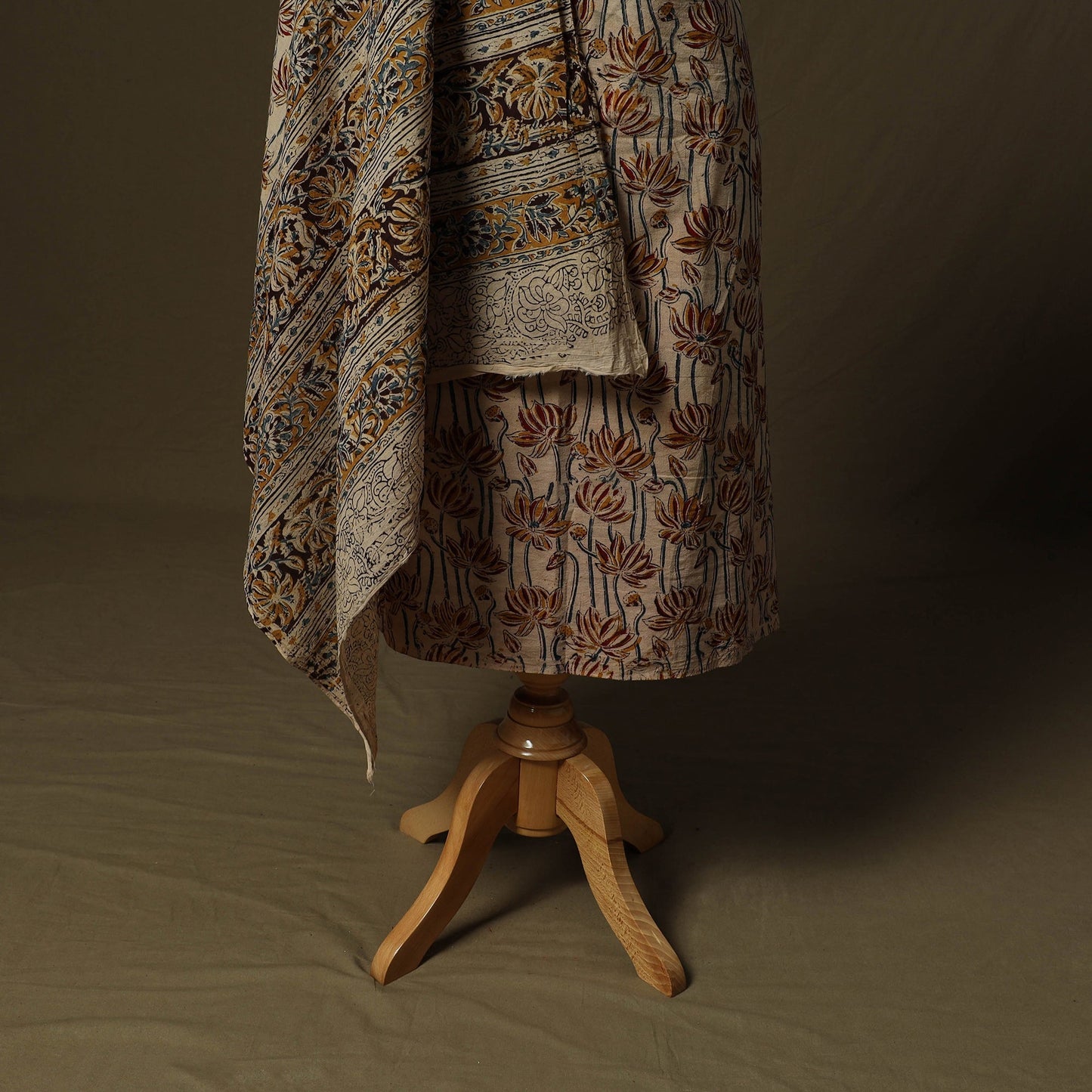 Pedana hand block print natural dyed cotton kalamkari 2pc