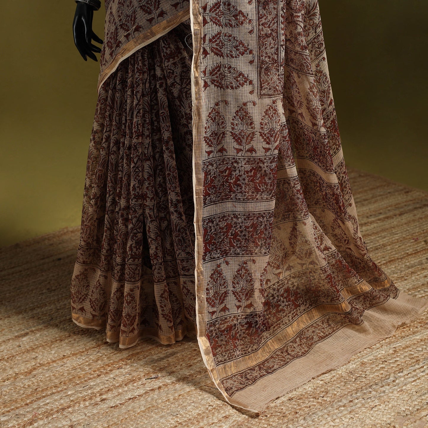 Pedana hand block print natural dyed kota doria cotton