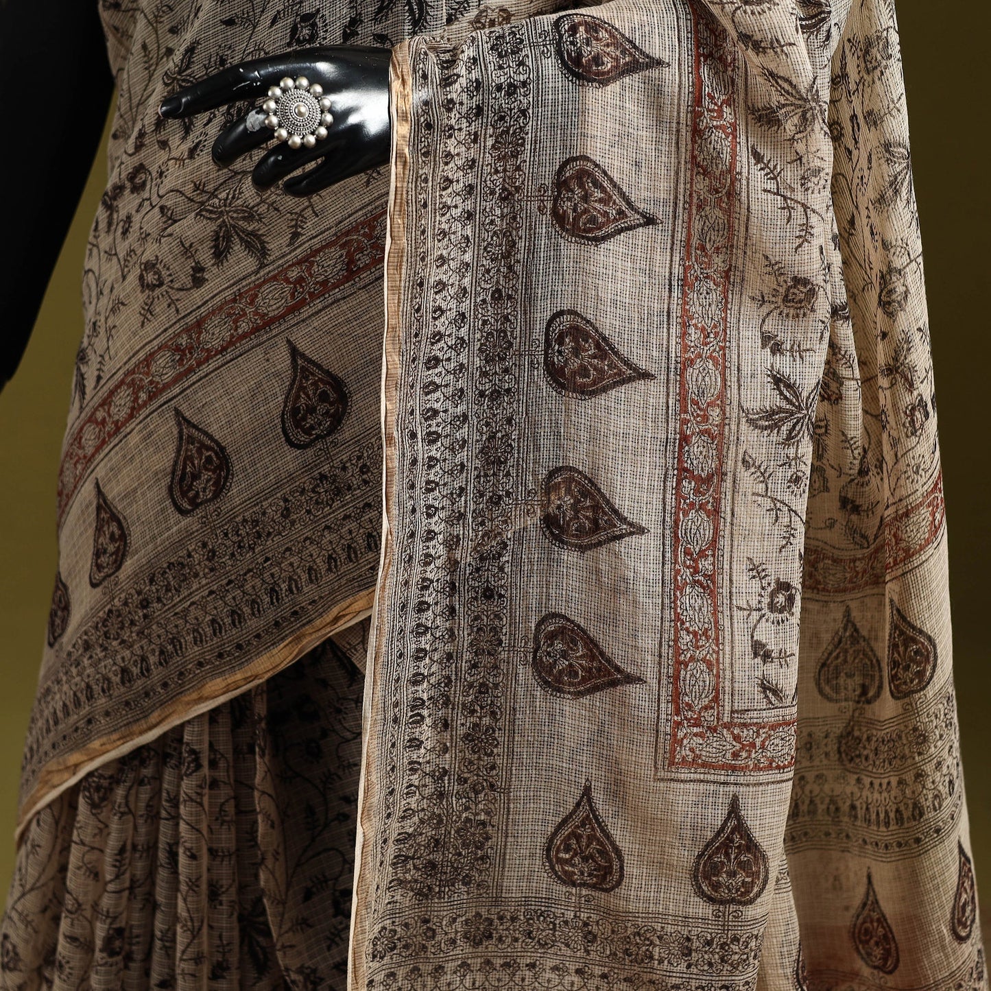 Pedana hand block print natural dyed kota doria cotton