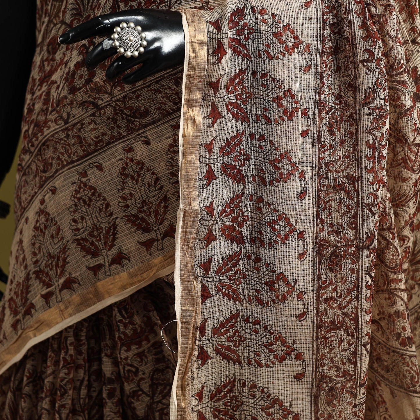 Pedana hand block print natural dyed kota doria cotton