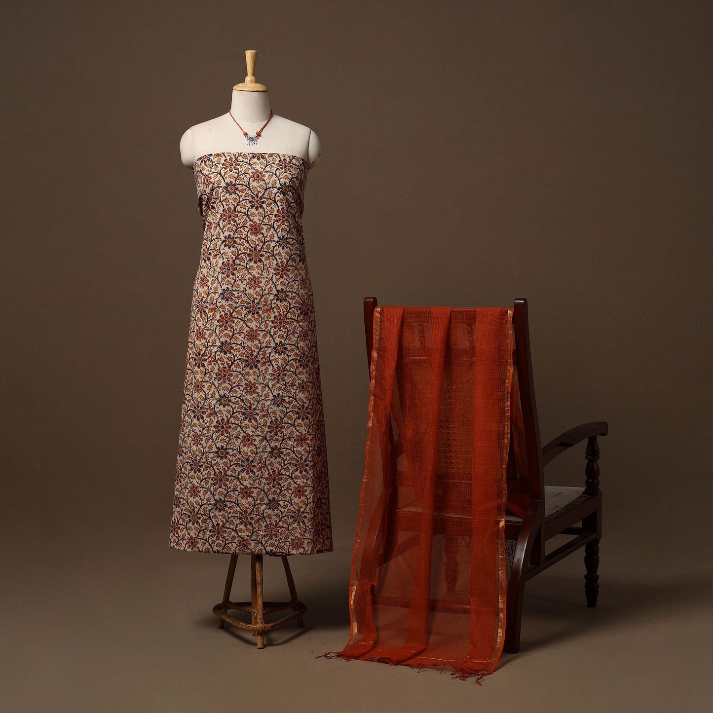 Pedana kalamkari natural dyed cotton 2pc unstitched dress