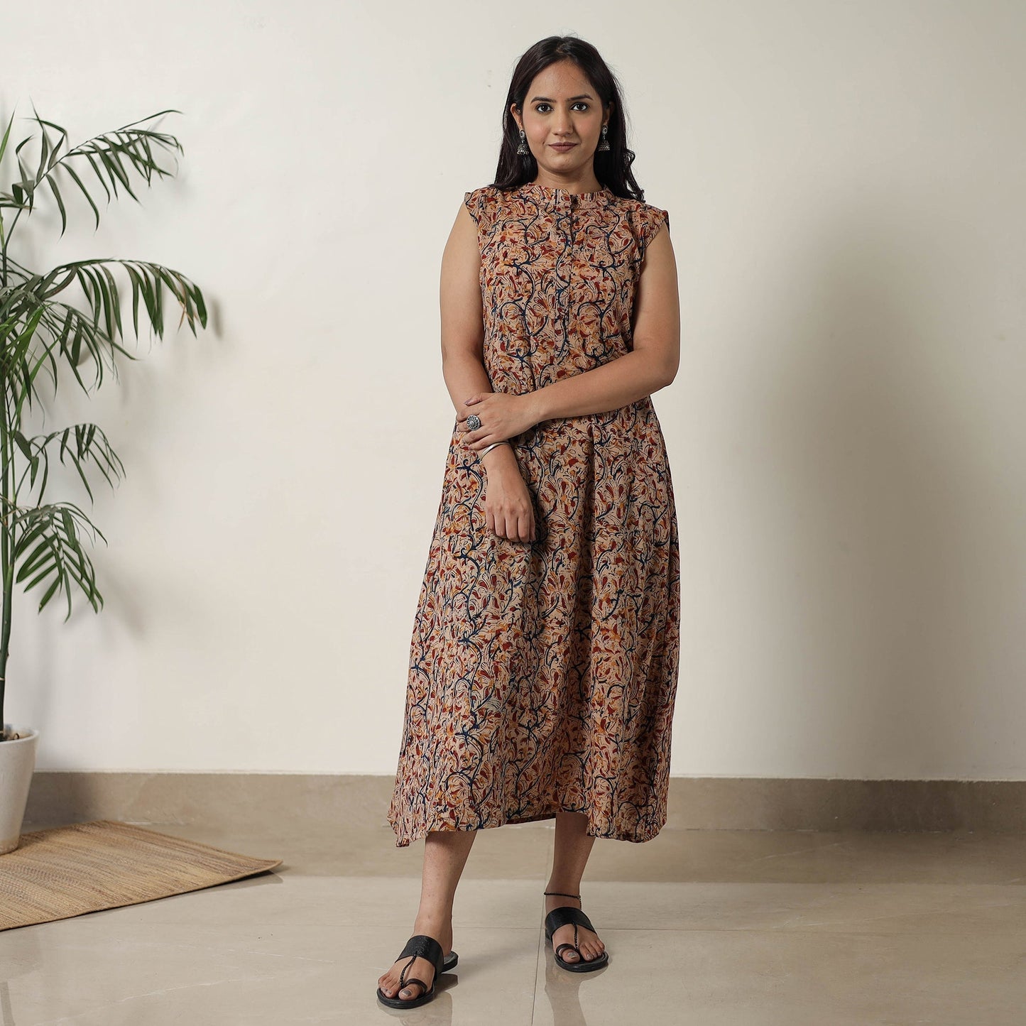 Pedana Kalamkari Block Printed Cotton Dress 17