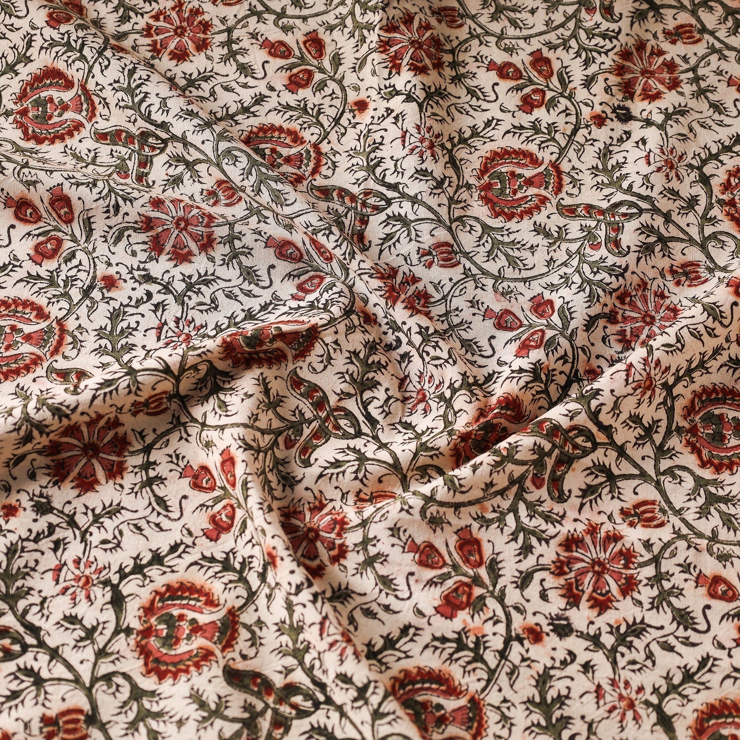 Buy Pedana Kalamkari Block Printed Cotton Fabric Online at iTokri.com