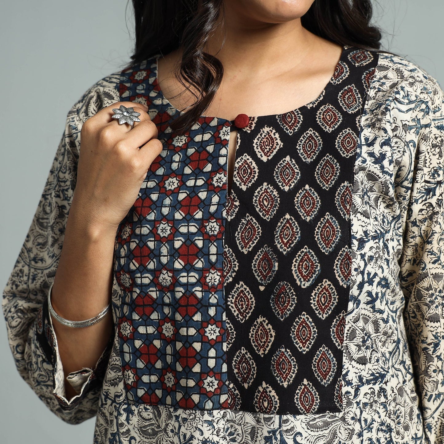 Pedana Kalamkari Block Printed Cotton Kurta with Palazzo Set