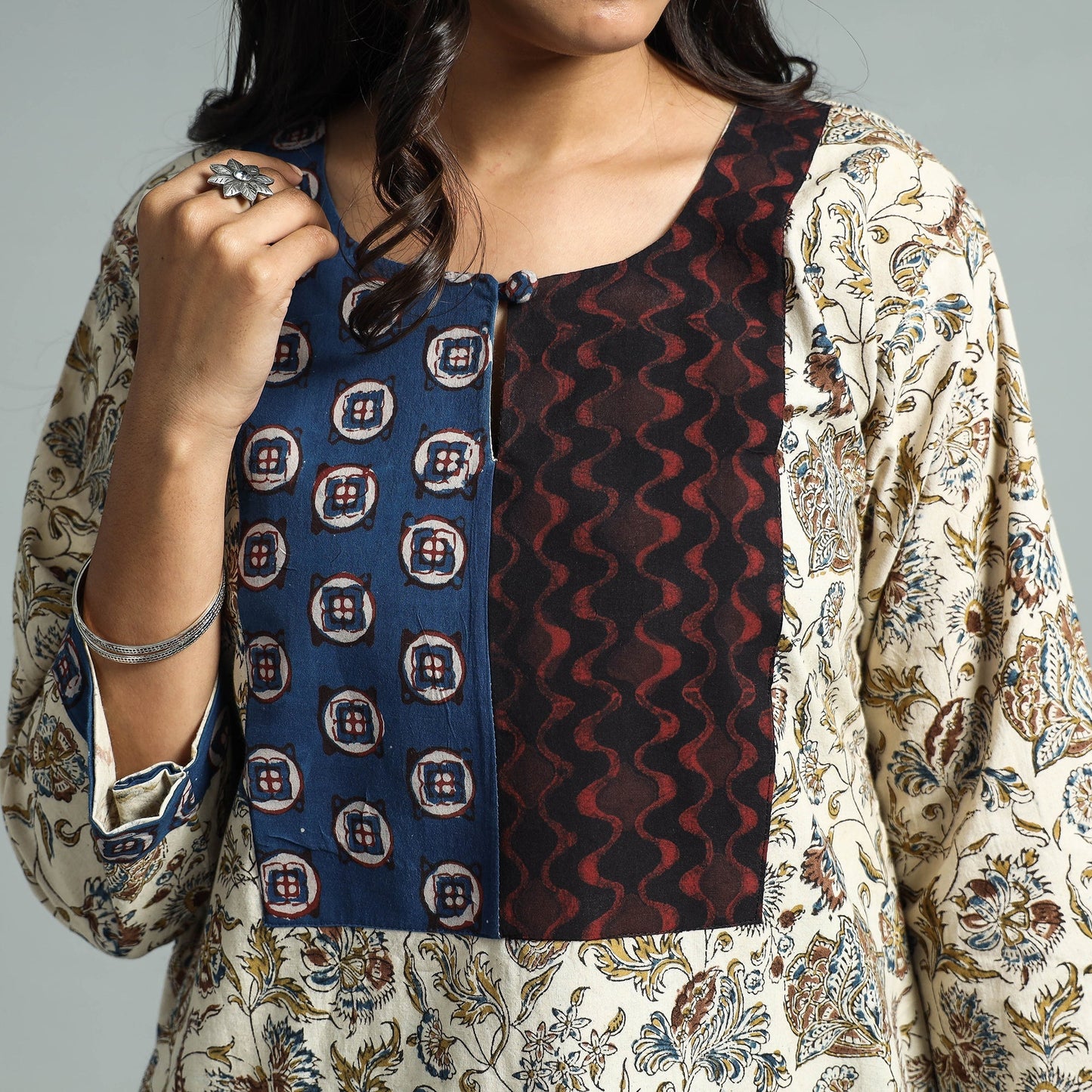 Pedana Kalamkari Block Printed Cotton Kurta with Palazzo Set