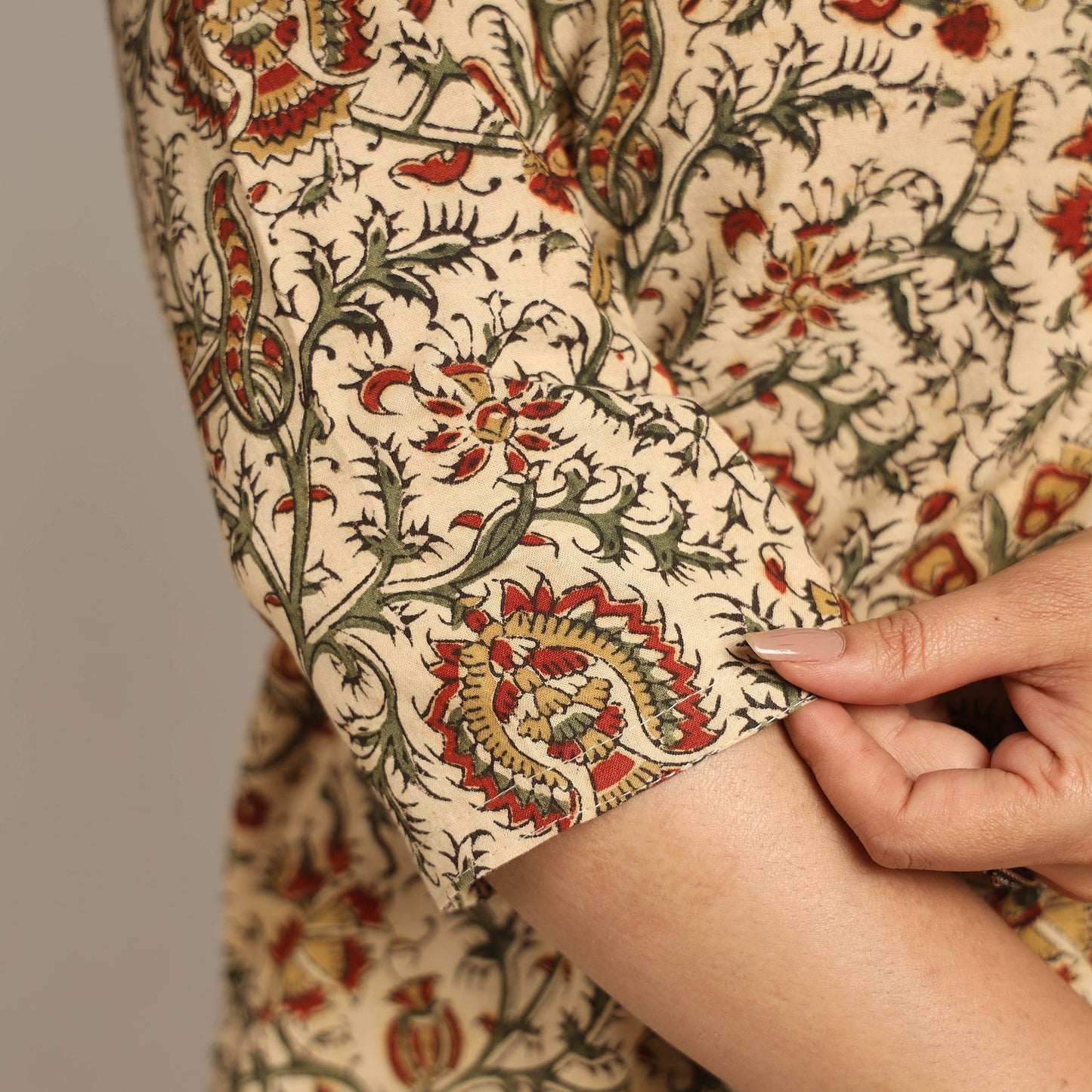Pedana Kalamkari Block Printed Cotton Kurta with Palazzo Set