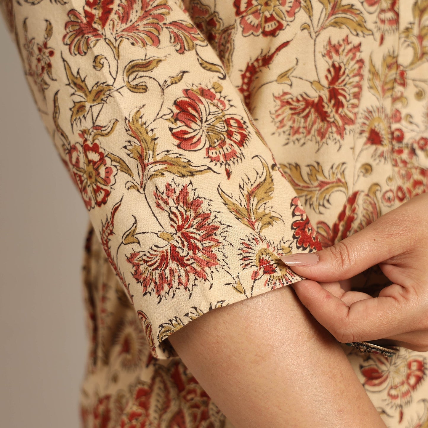 Beige - Buy Pedana Kalamkari Block Printed Cotton Kurta with Palazzo Set