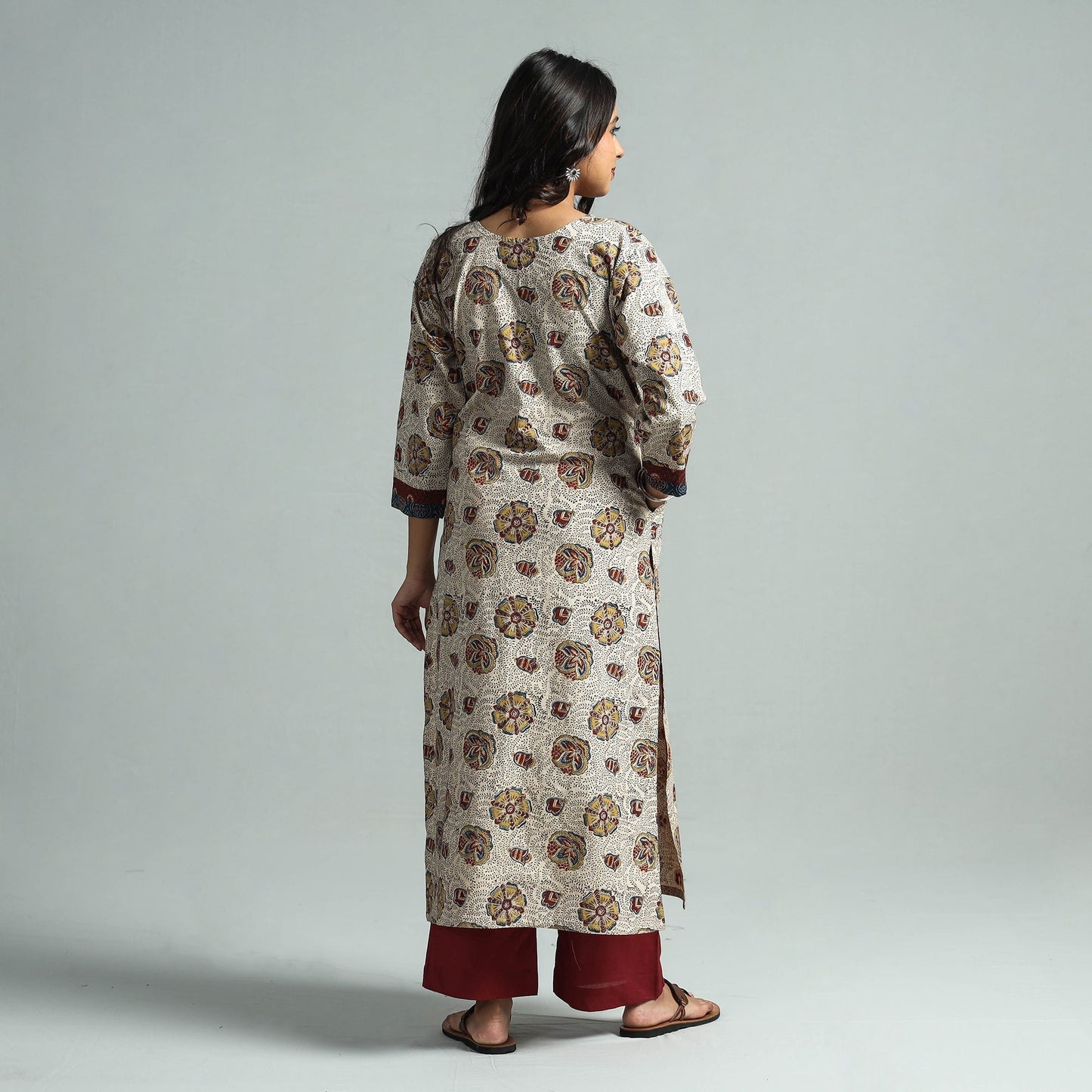 Pedana Kalamkari Block Printed Cotton Kurta with Palazzo Set