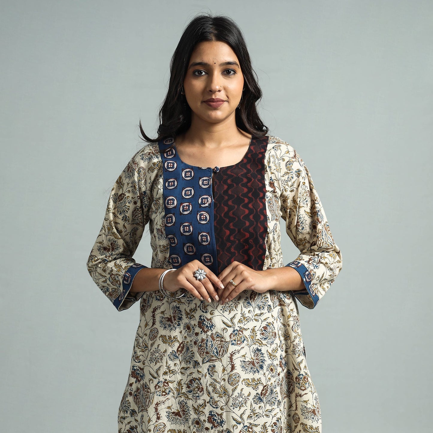 Pedana Kalamkari Block Printed Cotton Kurta with Palazzo Set