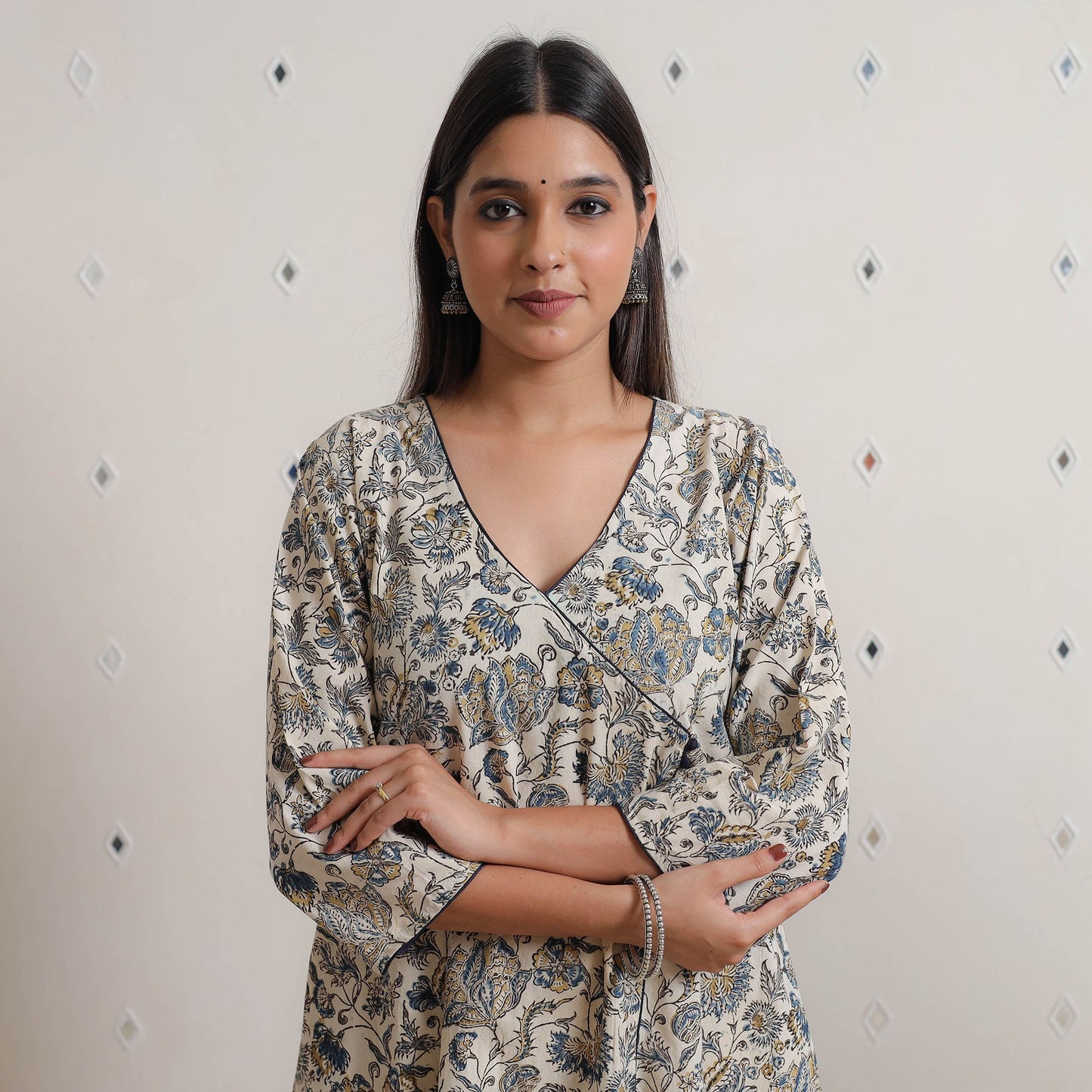 Buy Pedana Kalamkari Block Printed Cotton A-Line Kurta 10 Online at iTokri.com
