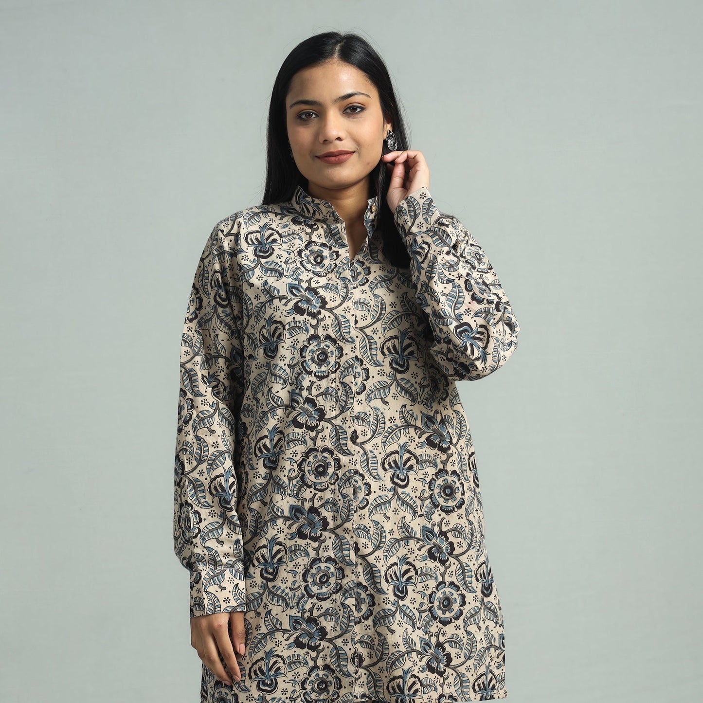 Beige - pedana kalamkari block printed cotton co-ord set
