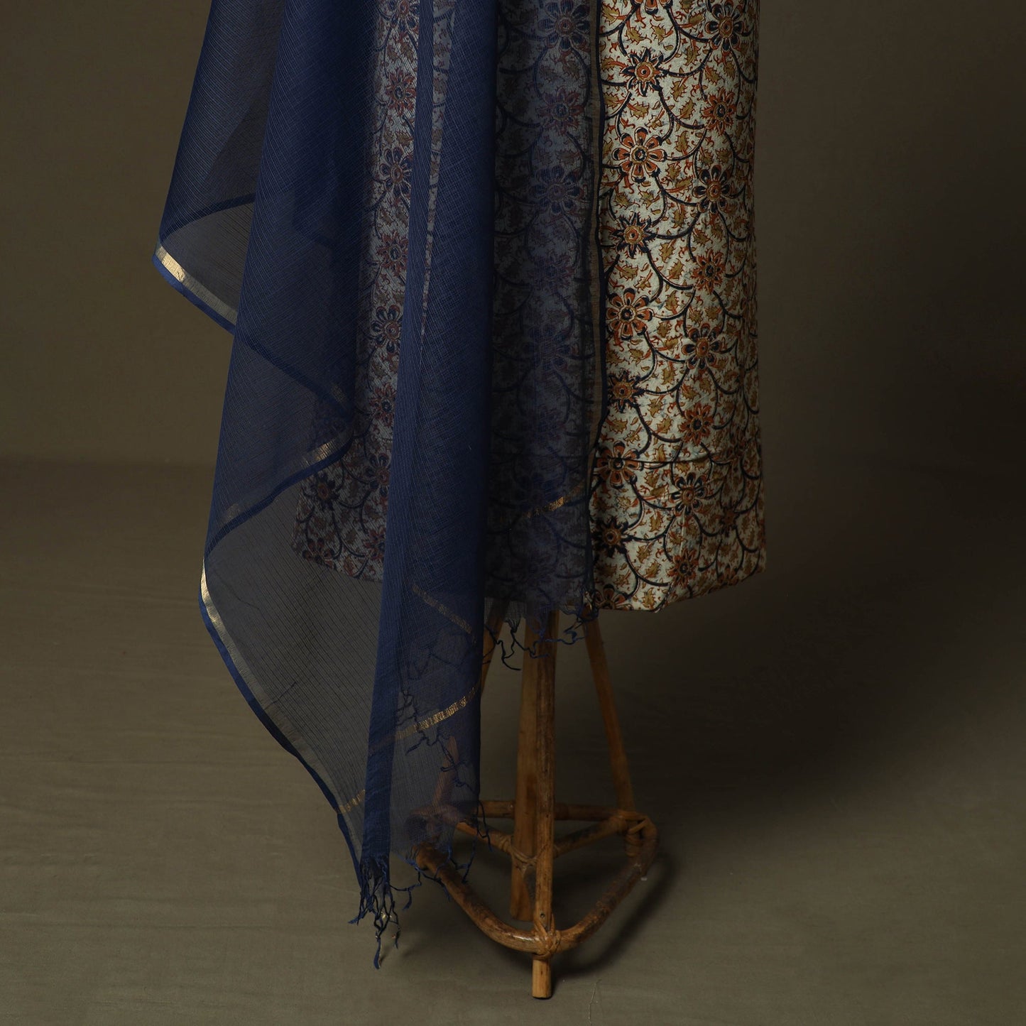 Pedana kalamkari hand block print natural dyed cotton 2pc