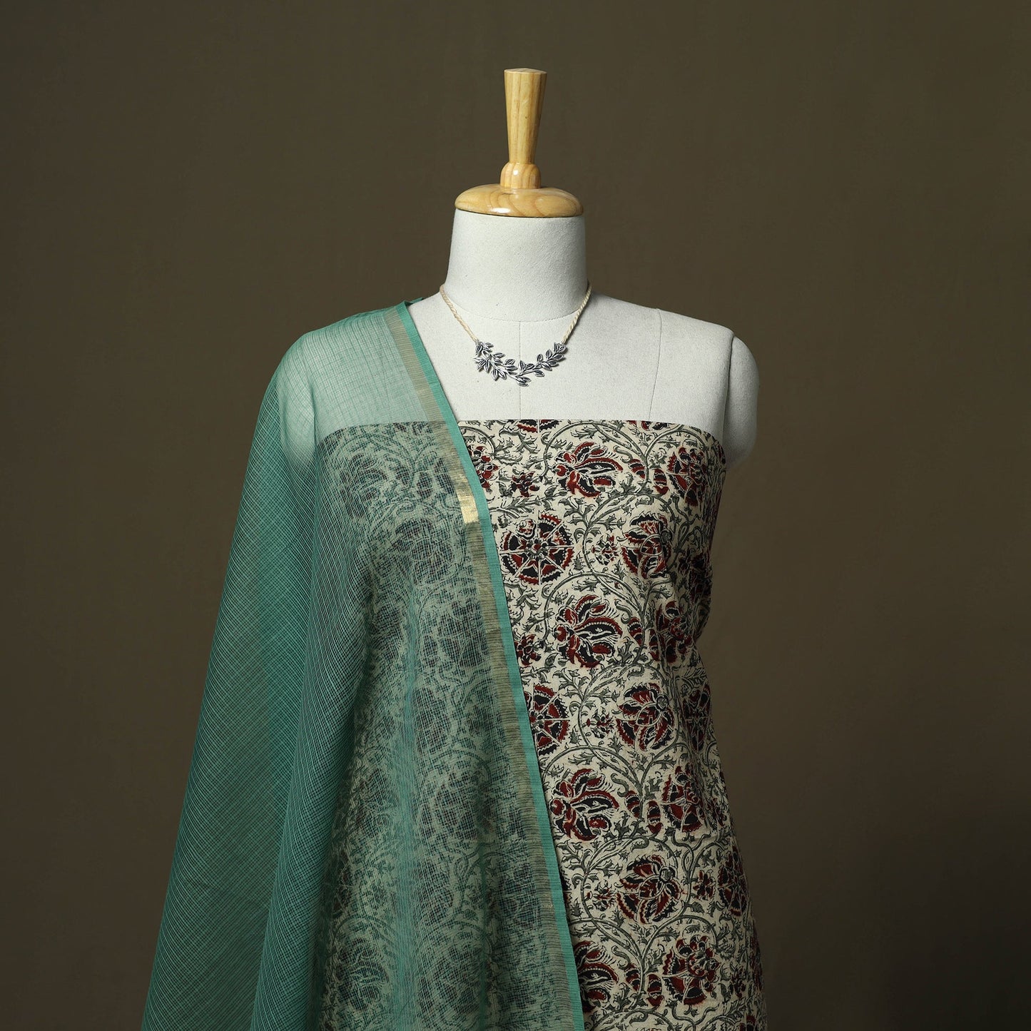 Pedana kalamkari hand block print natural dyed cotton 2pc