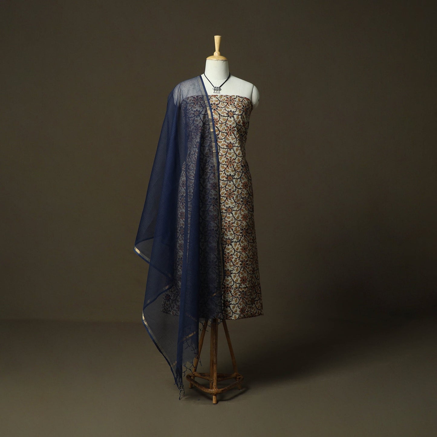 Pedana kalamkari hand block print natural dyed cotton 2pc