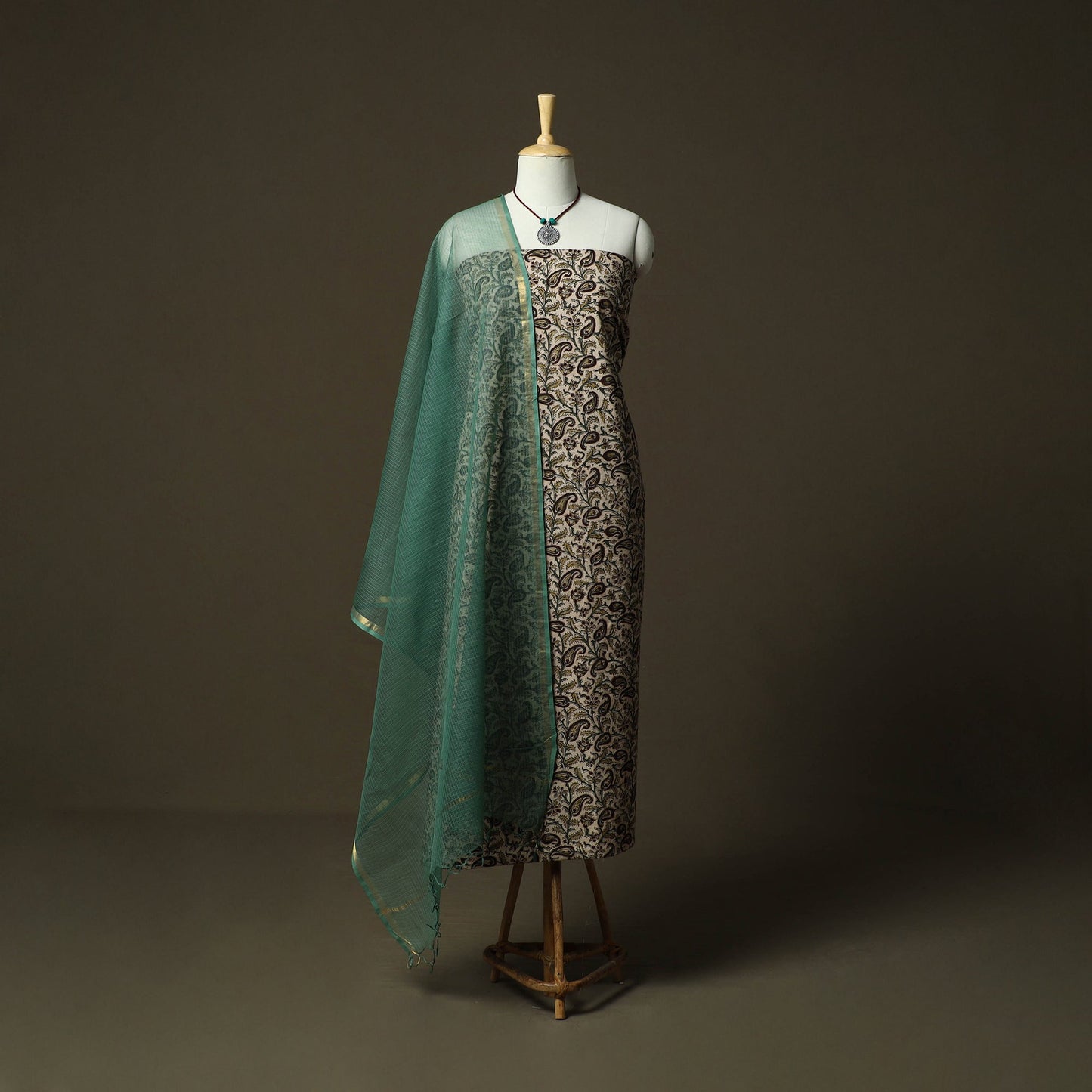 Pedana kalamkari hand block print natural dyed cotton 2pc