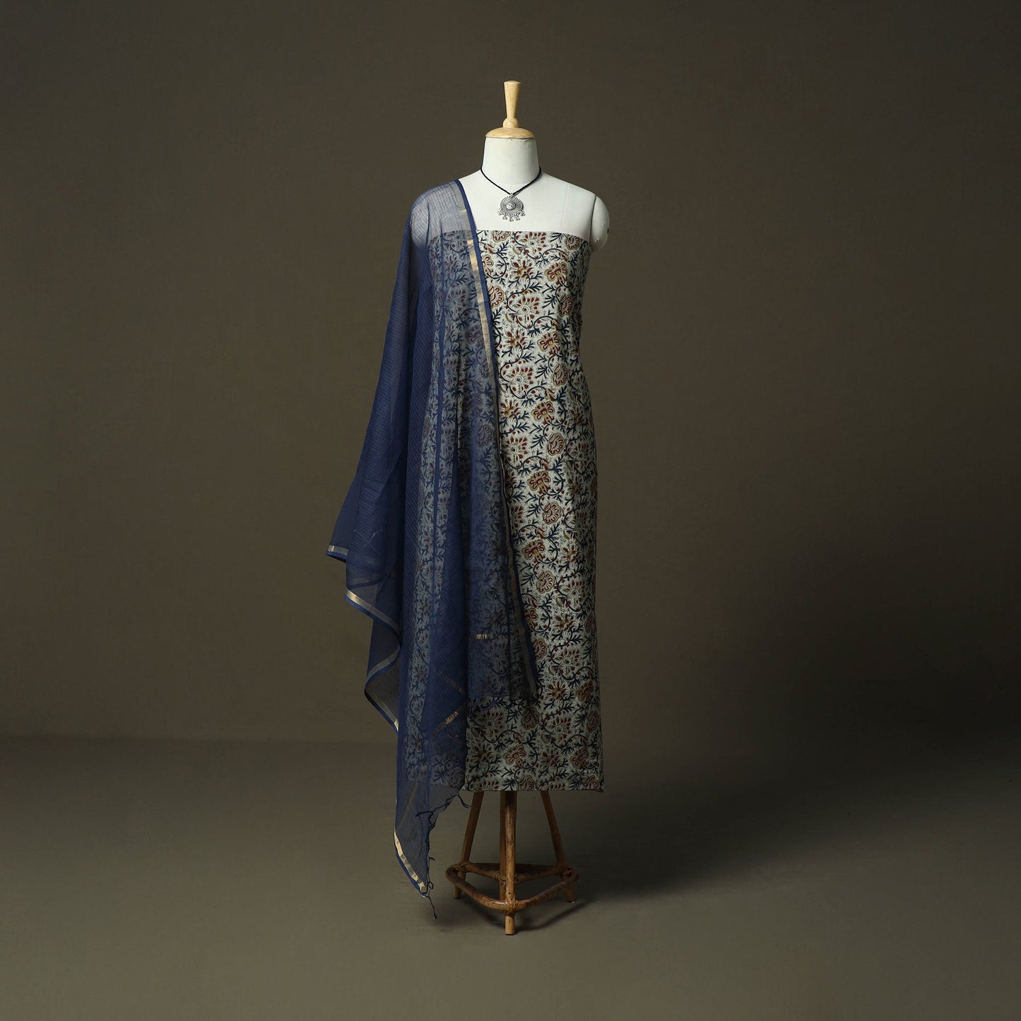 Pedana kalamkari hand block print natural dyed cotton 2pc