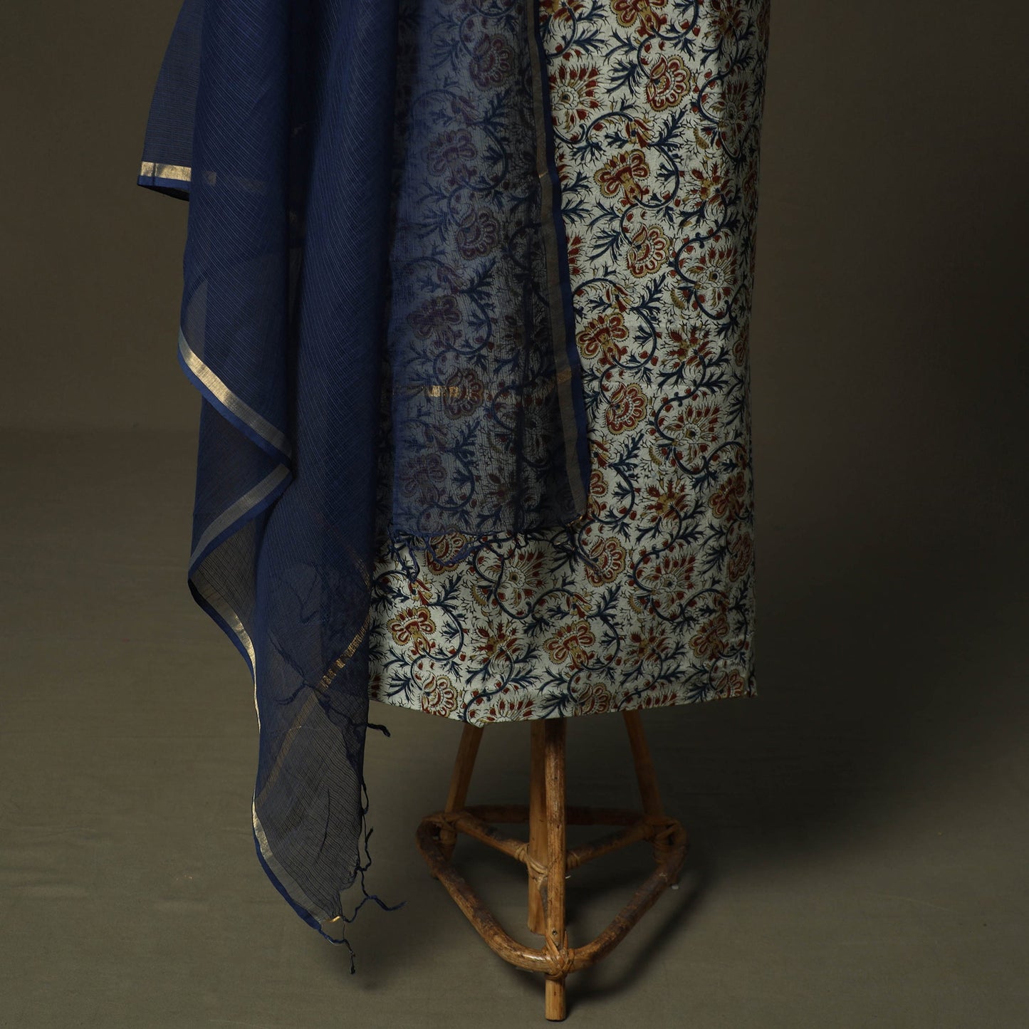 Pedana kalamkari hand block print natural dyed cotton 2pc