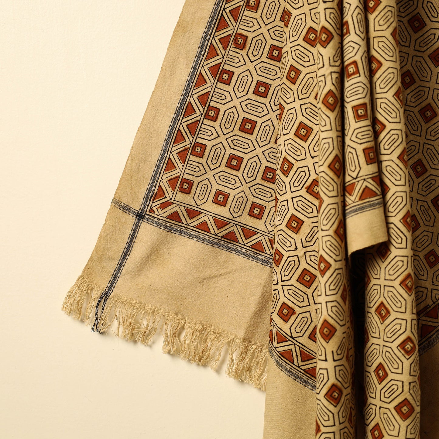 Beige - pedana kalamkari printed cotton handloom towel 22
