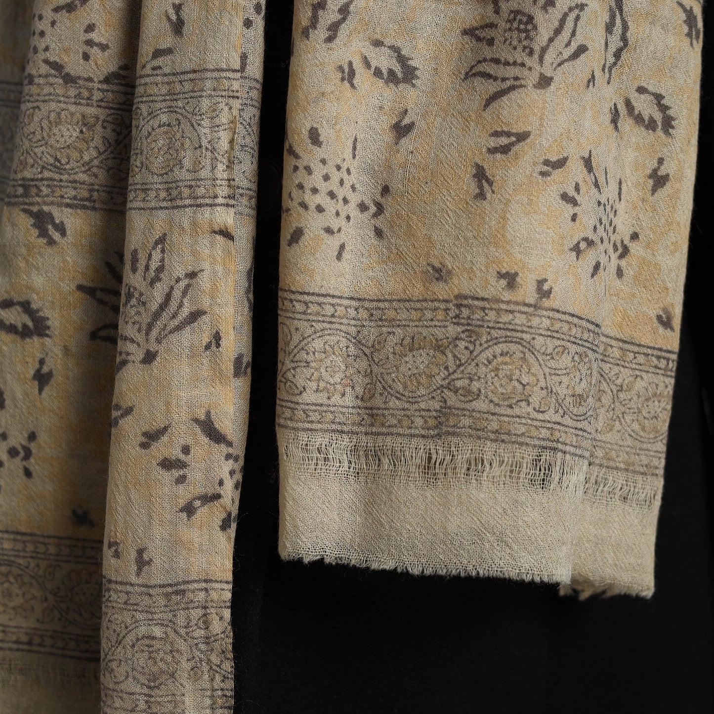 Block Print Pedana Kalamkari Wool Stole