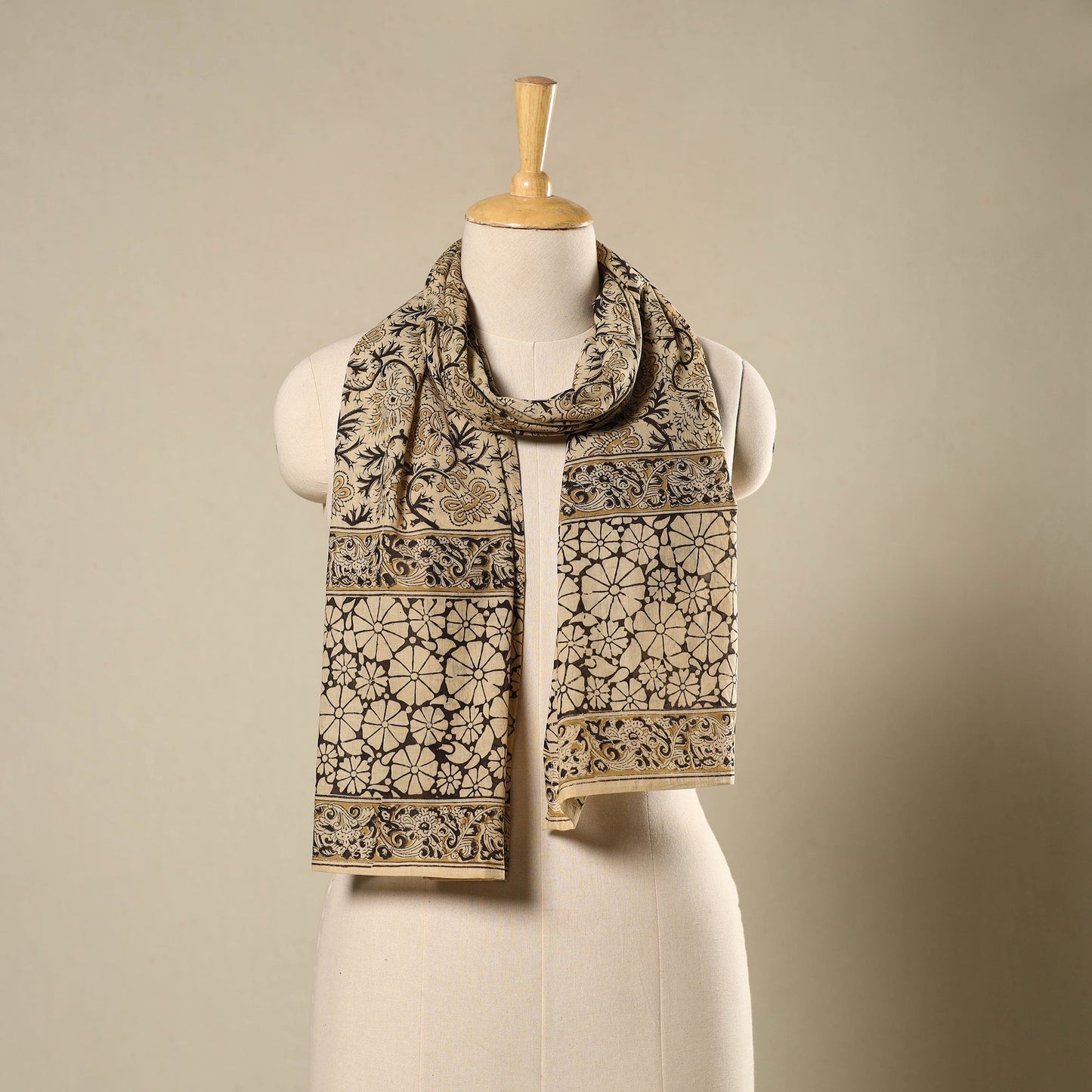 Pedana Block Print Natural Dyed Cotton Kalamkari Stole